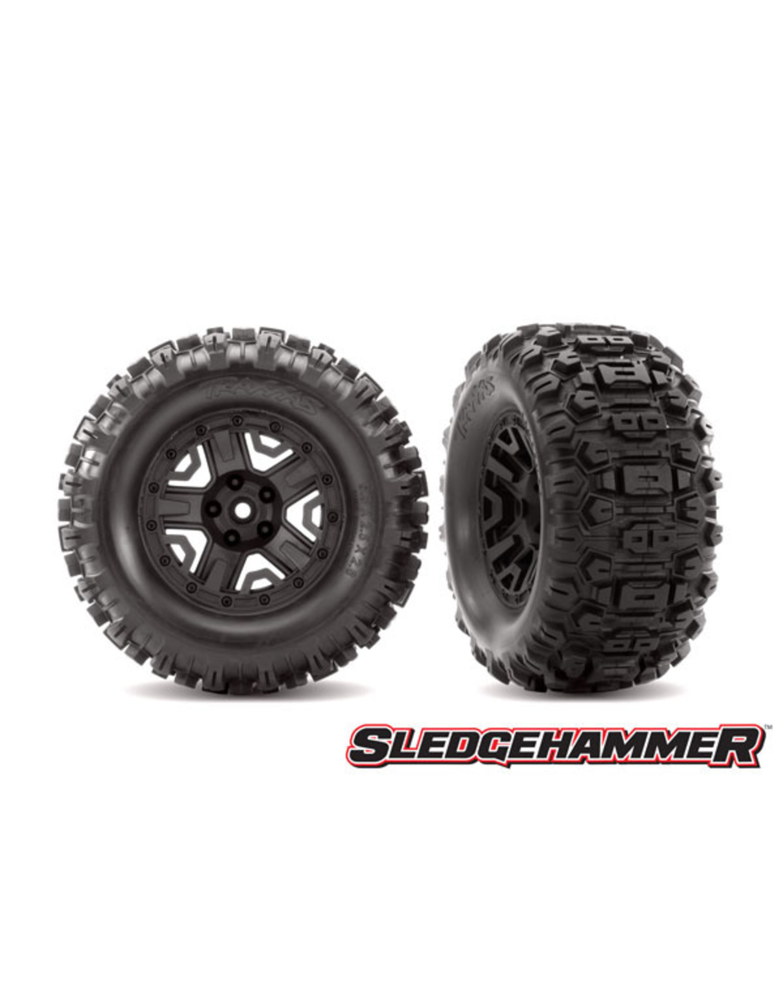 6792 - T&W Black Wheels / Sledgehammer Tires - Hub Hobby