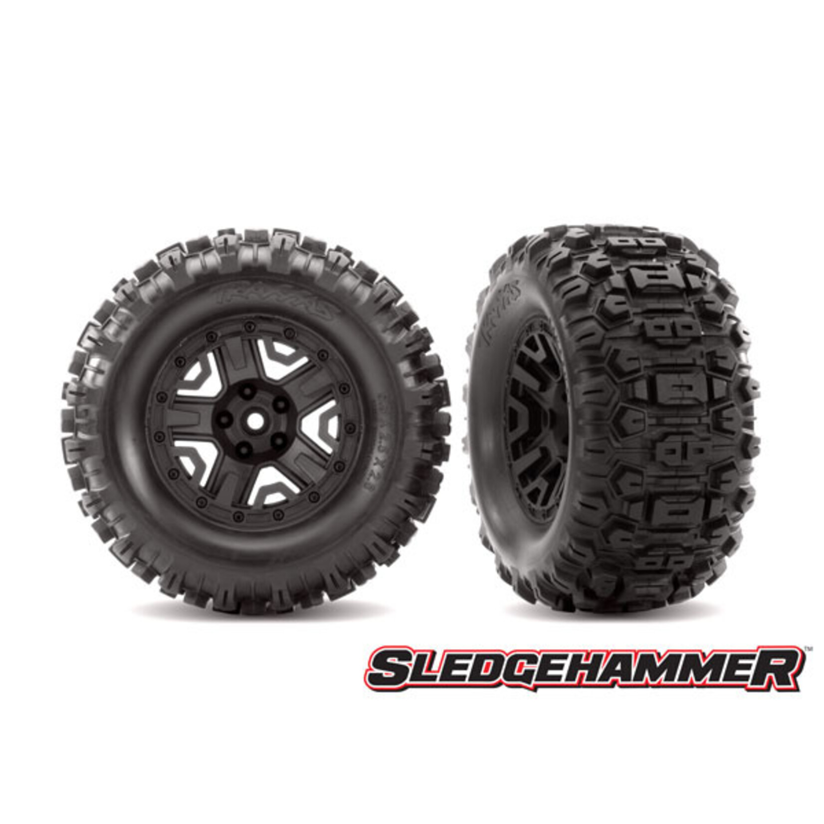 Traxxas 6792 - T&W Black Wheels / Sledgehammer Tires