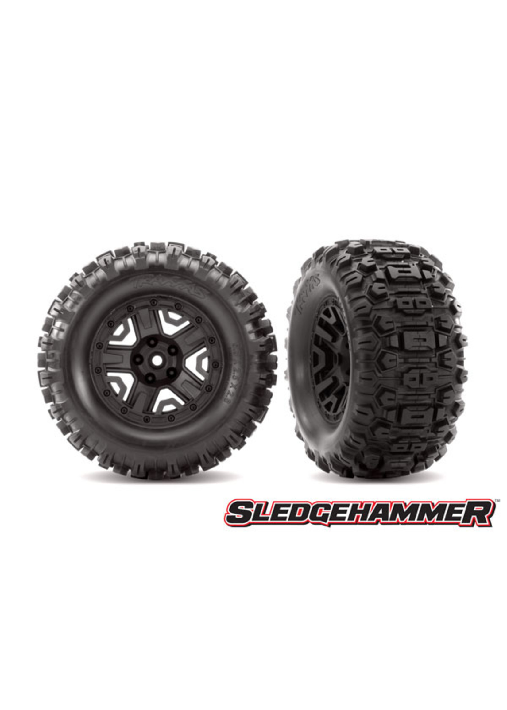 Traxxas 6792 - T&W Black Wheels / Sledgehammer Tires