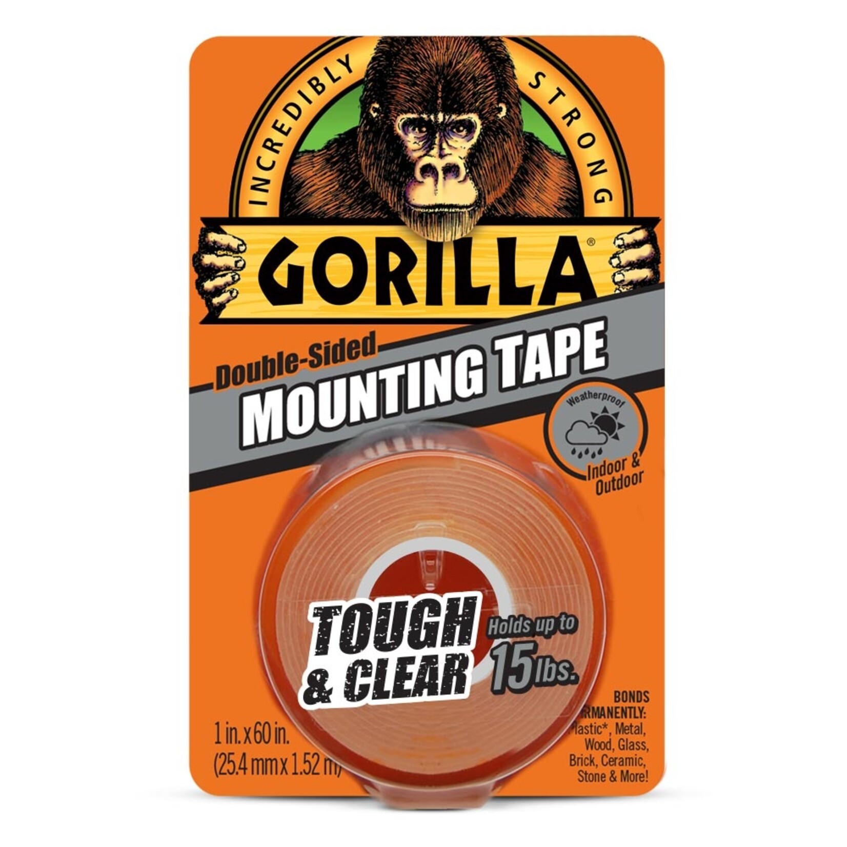 Gorilla Glue 6065001 - Gorilla "Tough & Clear" Mounting Tape (60in)