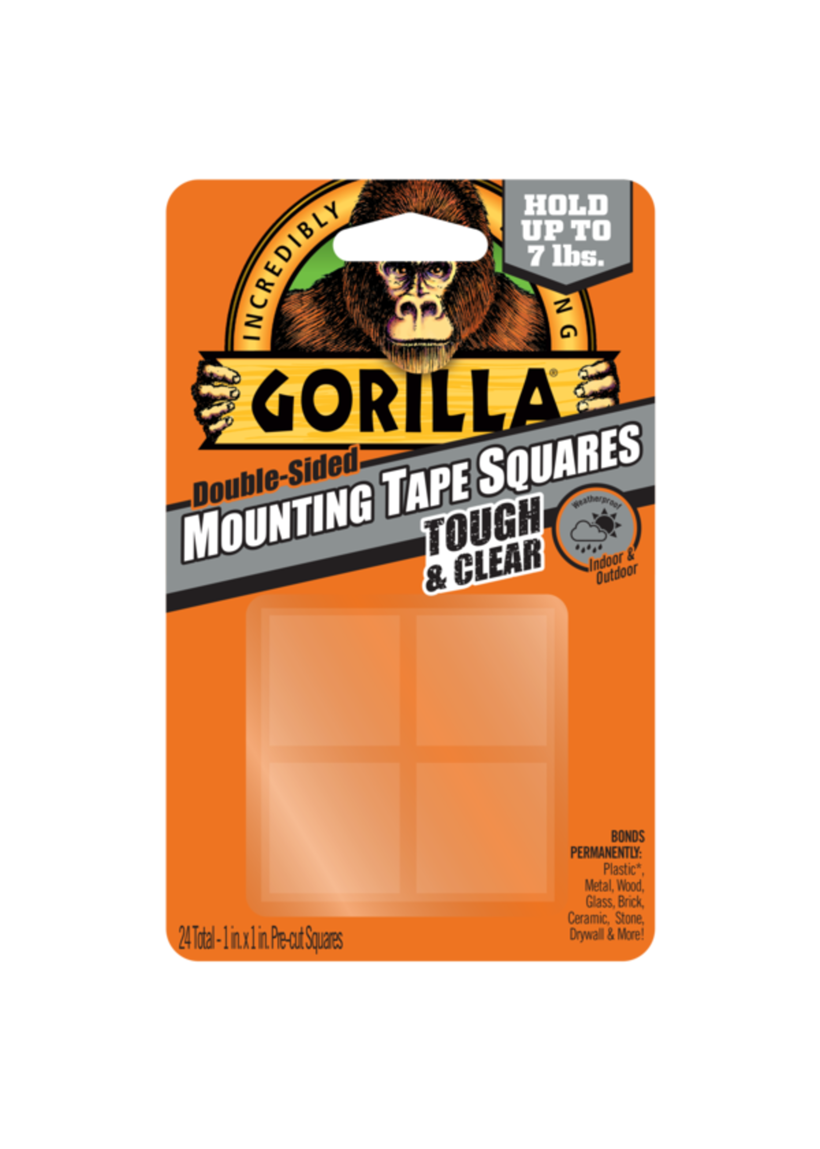 Gorilla Glue Gorilla - Clear Mounting Tape Squares (1in, 24pck)