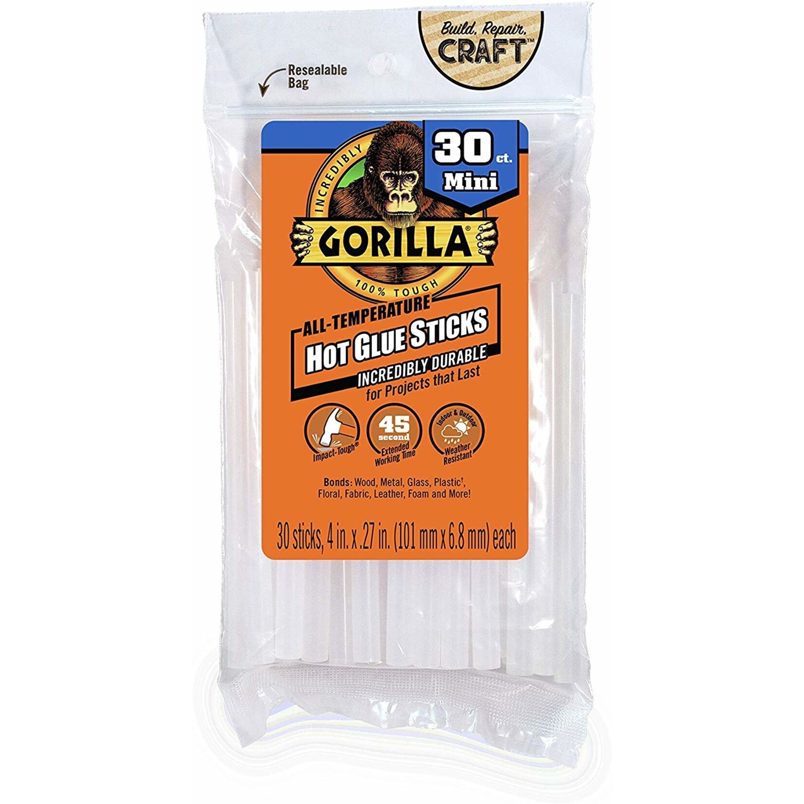 Gorilla Glue Gorilla - Hot Glue Stick Mini (4in, 30pck)