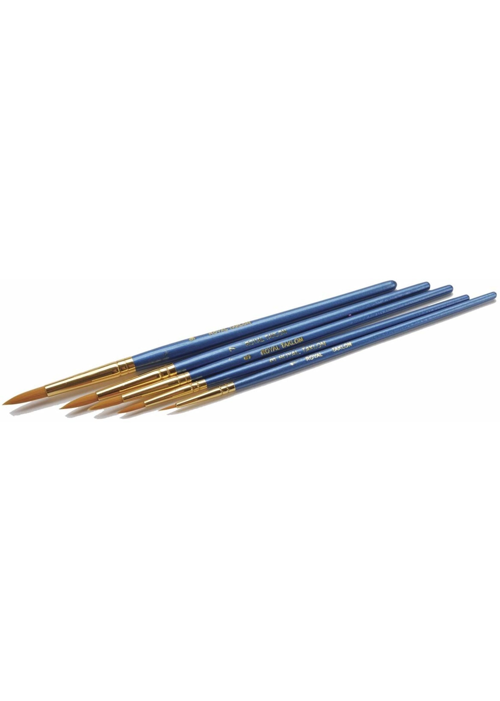 Royal Brush Manufacturing TK-M - Brush Set Gold Taklon 5-Pack - Pointed Rounds