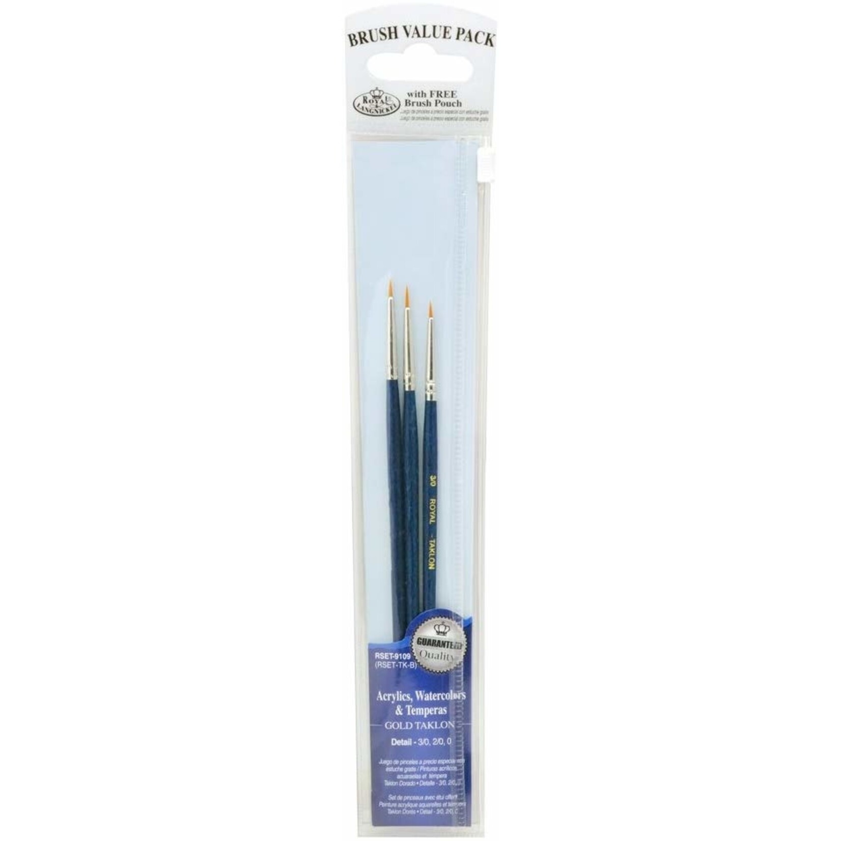 Royal Brush Manufacturing 9109 - Gold Taklon Brush Set 3-Pack - Detail