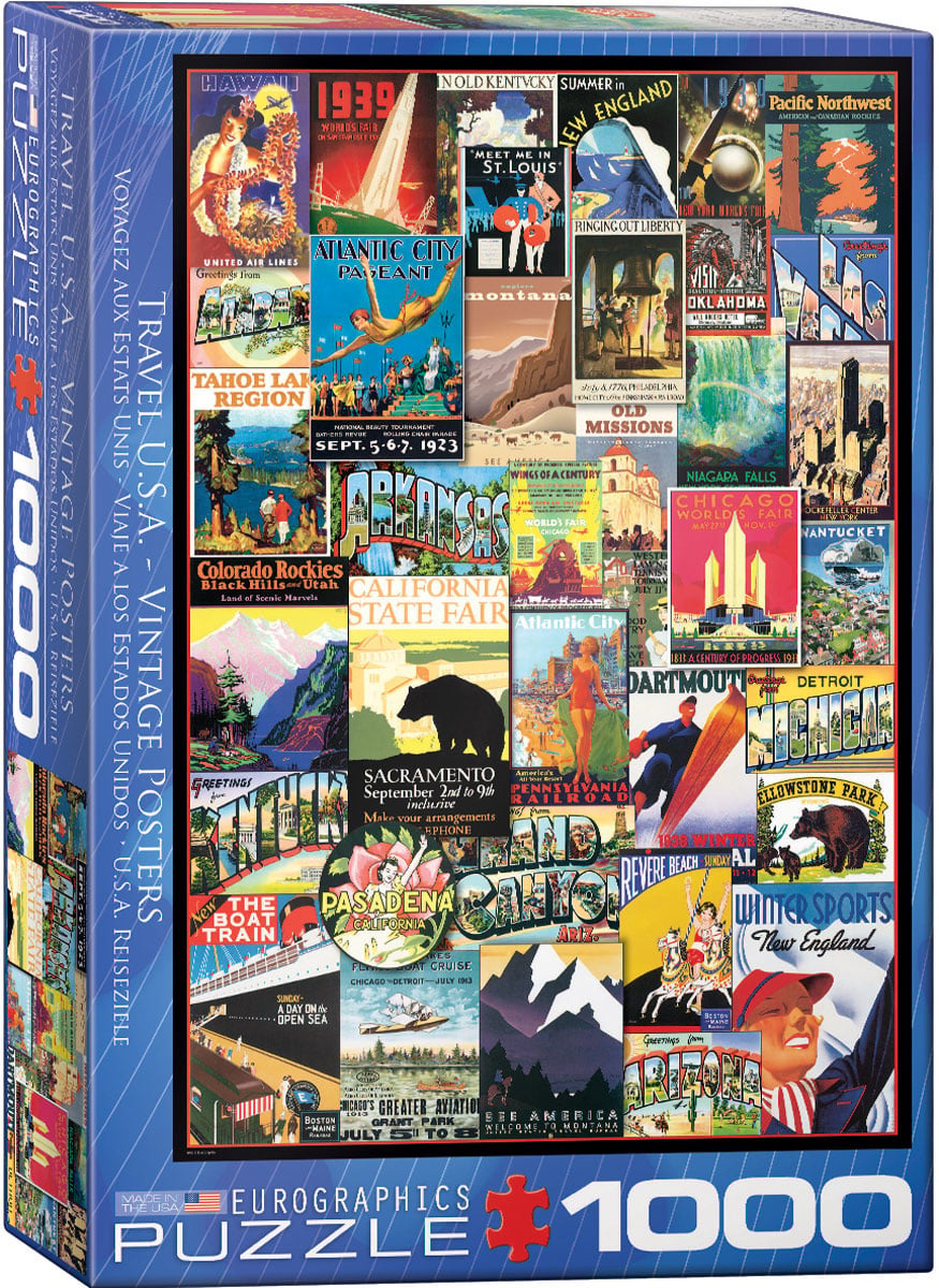 Travel USA Vintage Posters - 1000 Piece Puzzle