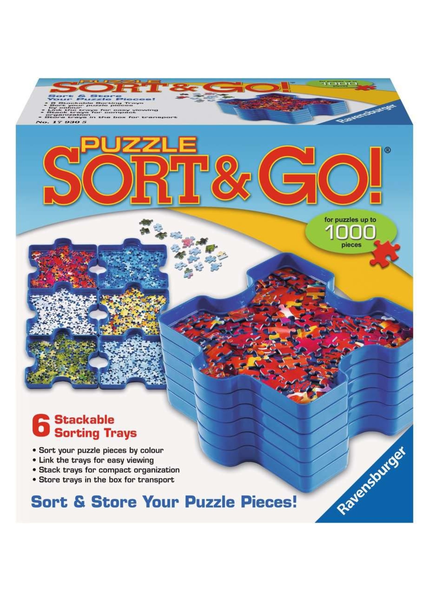 Ravensburger Puzzle Sort & Go Stackable Sorting Trays Store Up to 1,000 Pcs  New