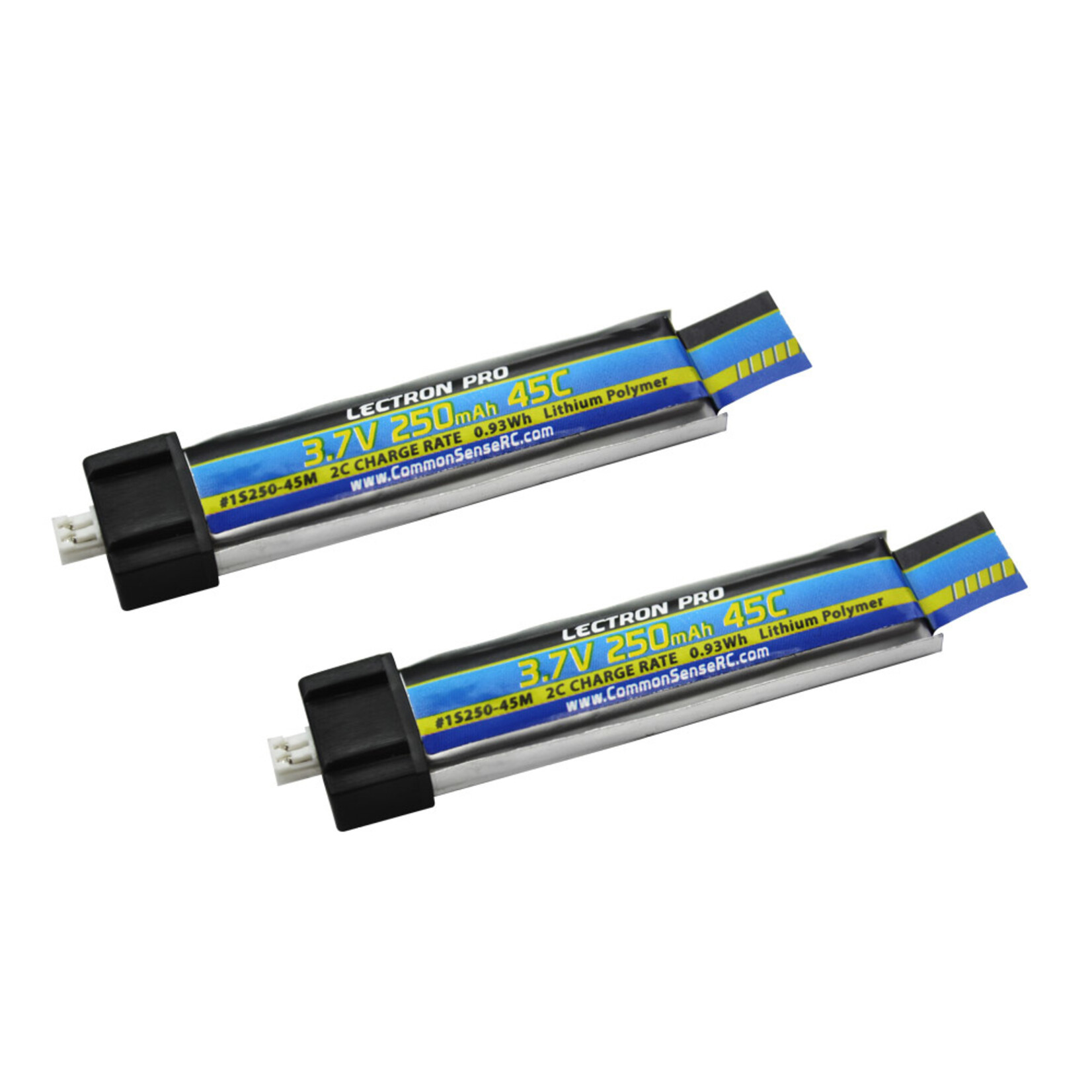 Common Sense RC 1S250-45M - 3.7V 250mAh 45C Lipo Battery 2-Pack