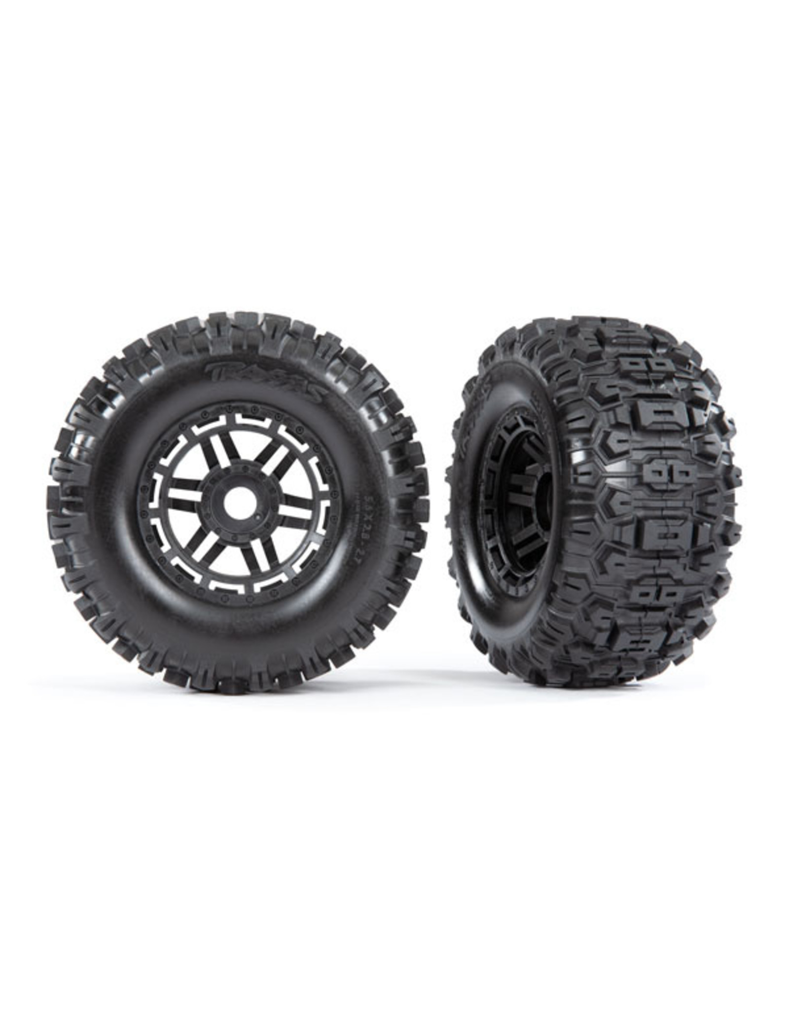 Traxxas 8973 Dual Profile Black Wheels / Sledgehammer Tires Hub Hobby