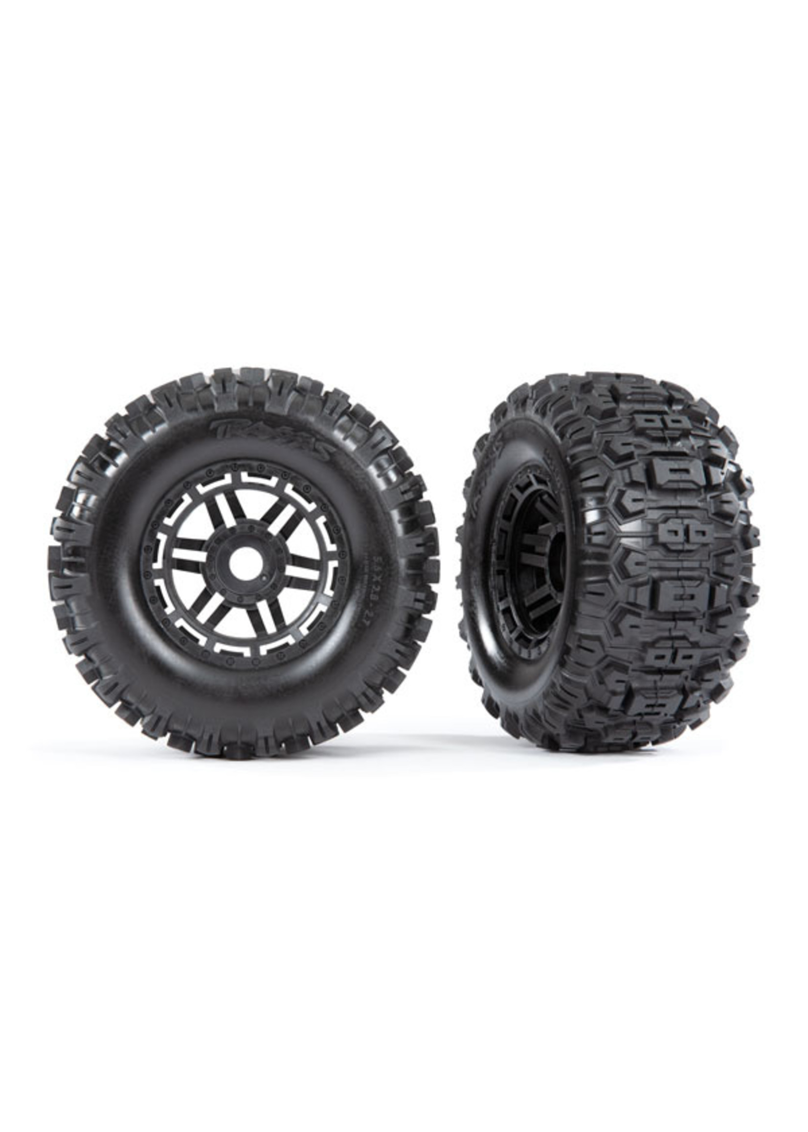 Traxxas 8973 - Dual Profile Black Wheels / Sledgehammer Tires