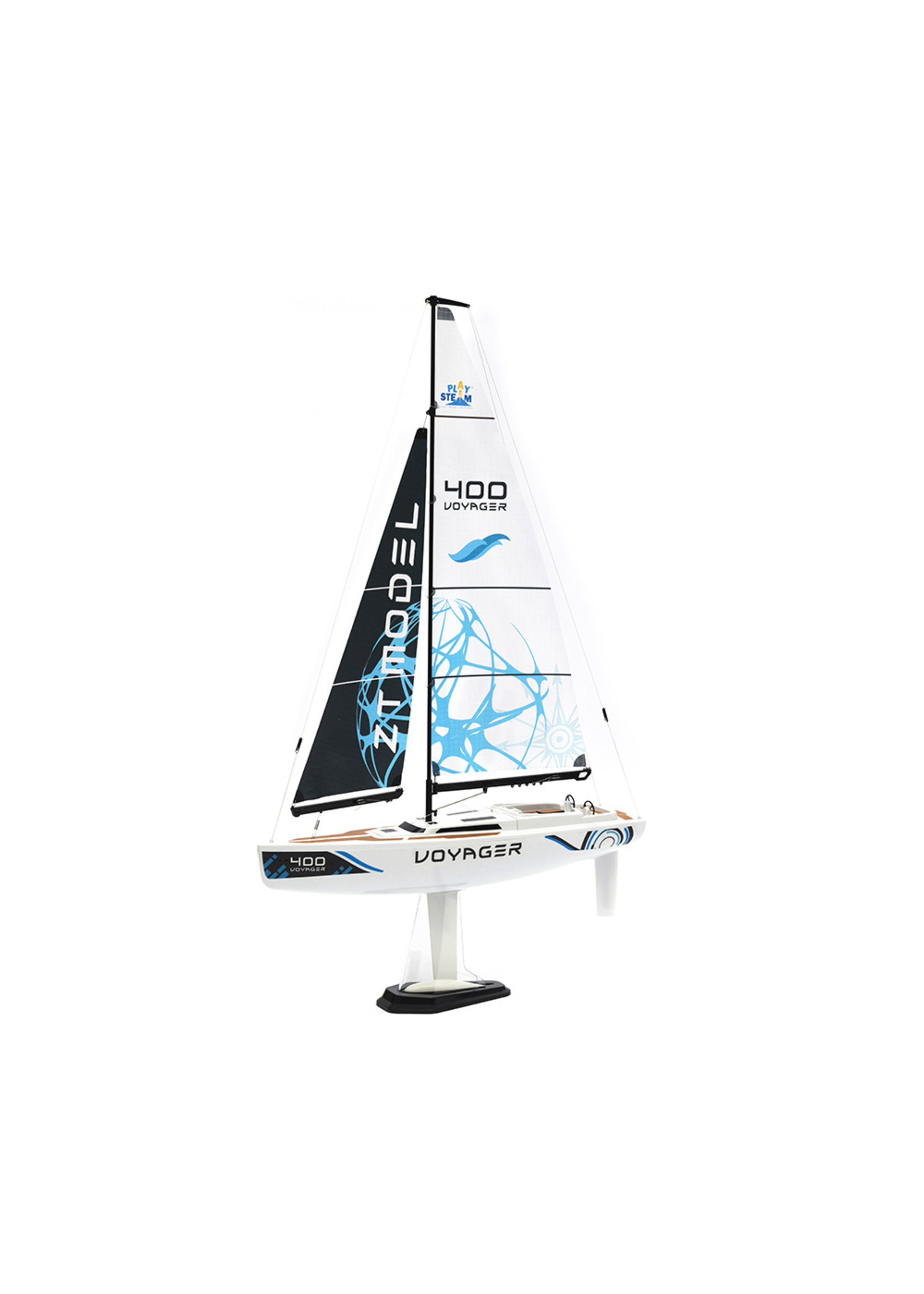 Play Steam Voyager 400 Wind-Power RC  Sailboat - Blue