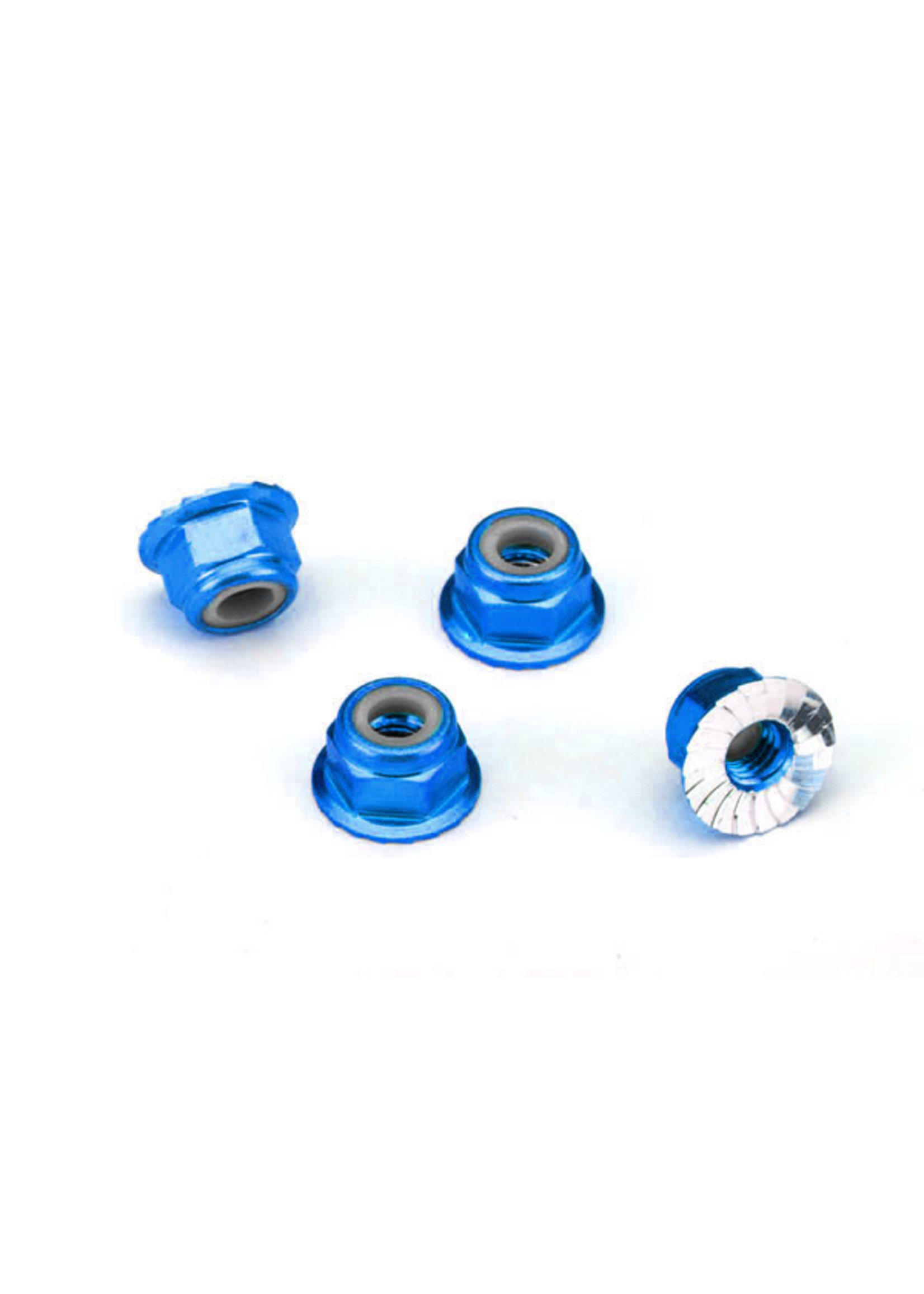 Traxxas 1747R - 4mm Aluminum Flanged Locking Nuts - Blue