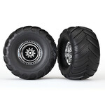Traxxas 3663X - Chrome Wheels / Terra Groove Dual Profile Tires - 2WD Electric Rear