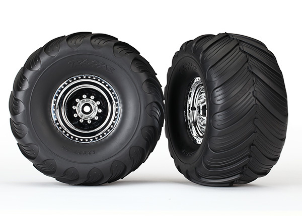 3663X - Chrome Wheels / Terra Groove Dual Profile Tires - 2WD Electric Rear