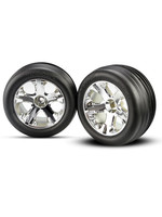 Traxxas 3771 - All-Star Chrome Wheels / Alias Ribbed Tires - Electric Front