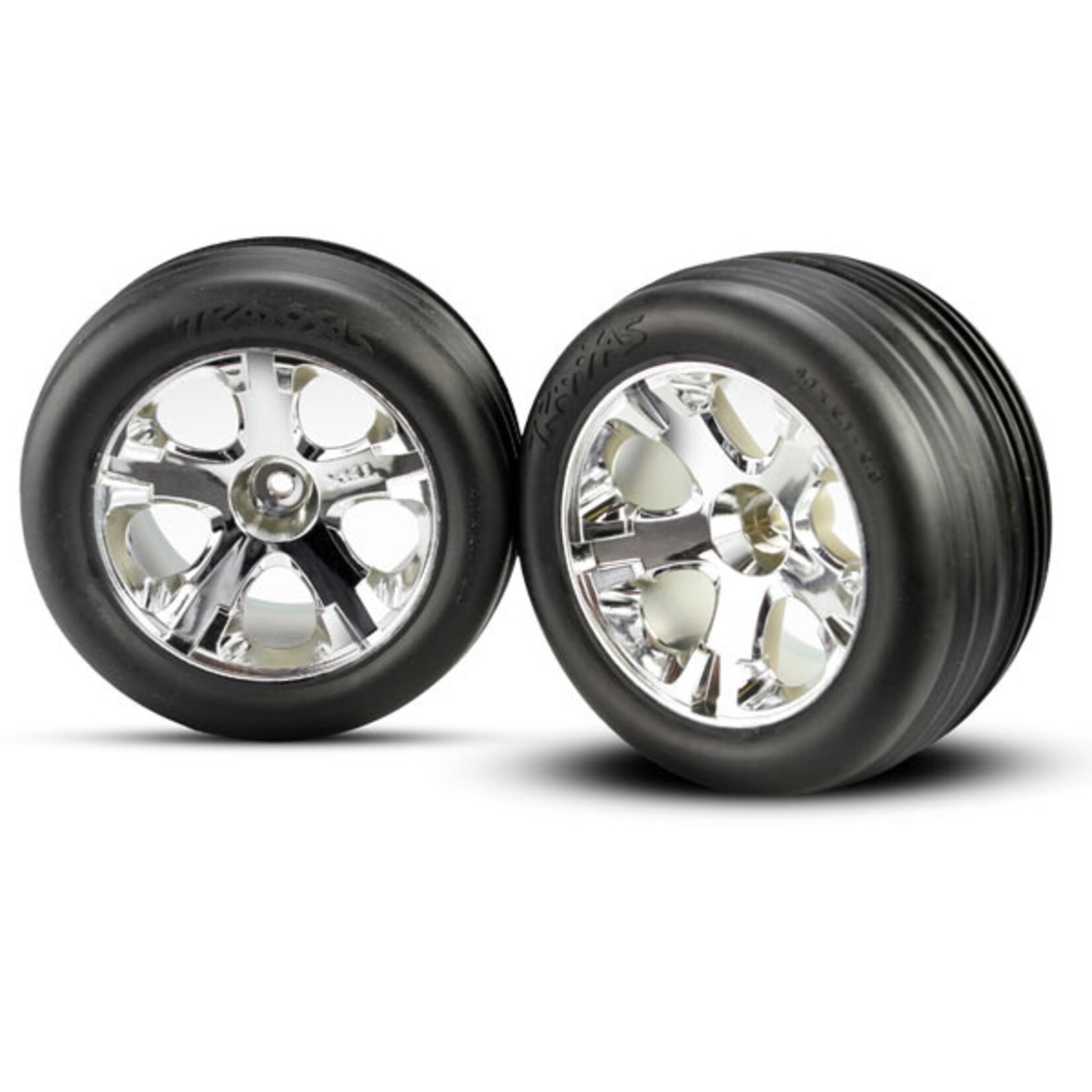 Traxxas 3771 - All-Star Chrome Wheels / Alias Ribbed Tires - Electric Front