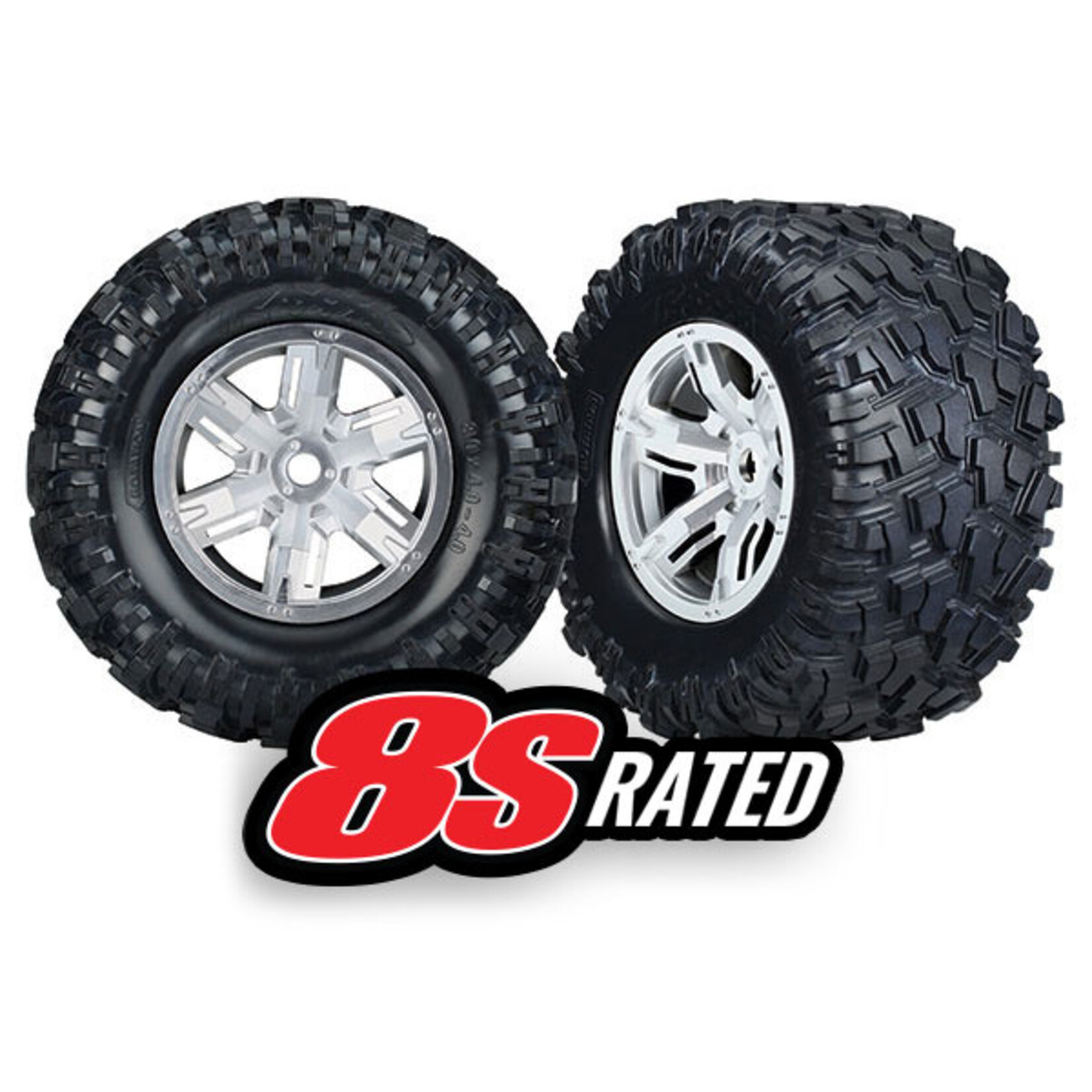 Traxxas 7772R - X-Maxx® Satin Chrome Wheels / Maxx® AT Tires