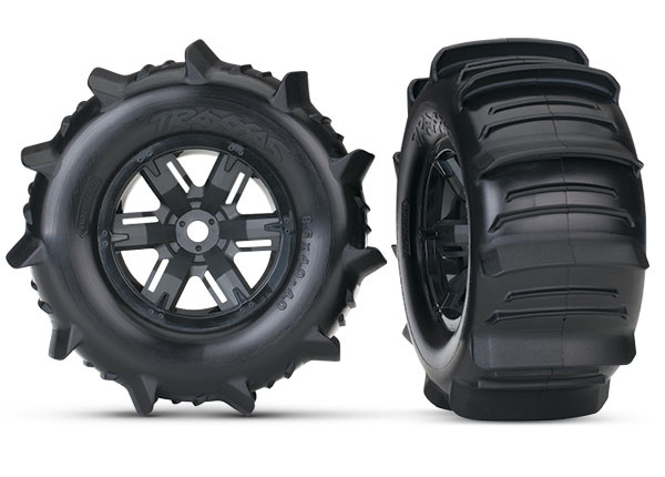 Traxxas 7773 X Maxx Black Wheels Traxxas Paddle Tires Hub Hobby
