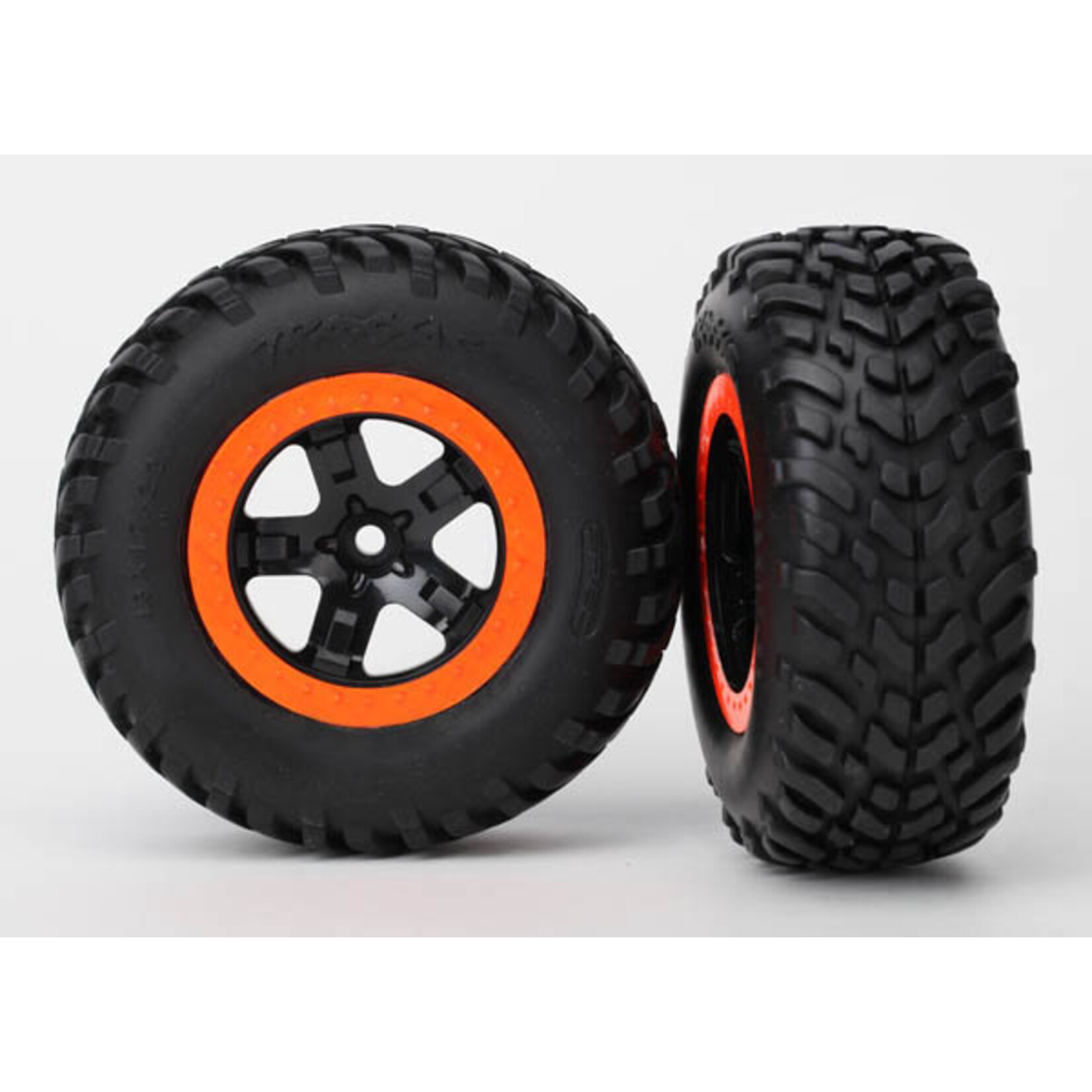 Traxxas 5863 - SCT Black, Orange Beadlock Wheels / SCT Off-road Racing Tires