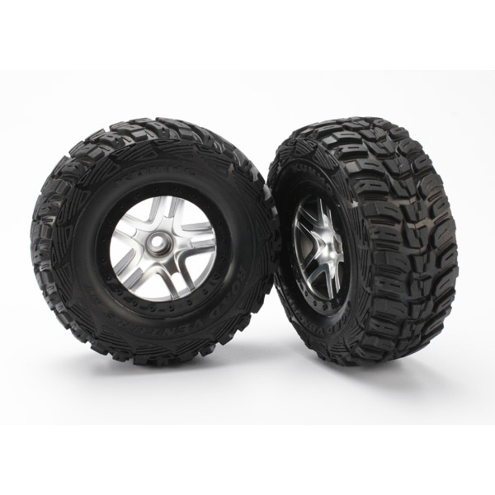 Traxxas 5882 - SCT Split-Spoke Satin Chrome Wheels / Kumho Tires