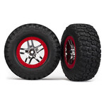 Traxxas 5877A - SCT Split-Spoke Chrome, Red Beadlock Wheels / BFGoodrich® Mud-Terrain™ T/A® KM2 Tires