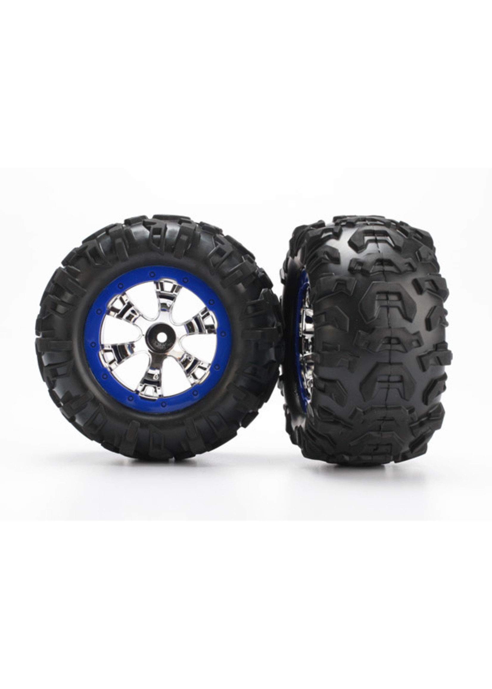 Traxxas 7274 - Geode Chrome, Blue Beadlock Wheels / Canyon AT Tires