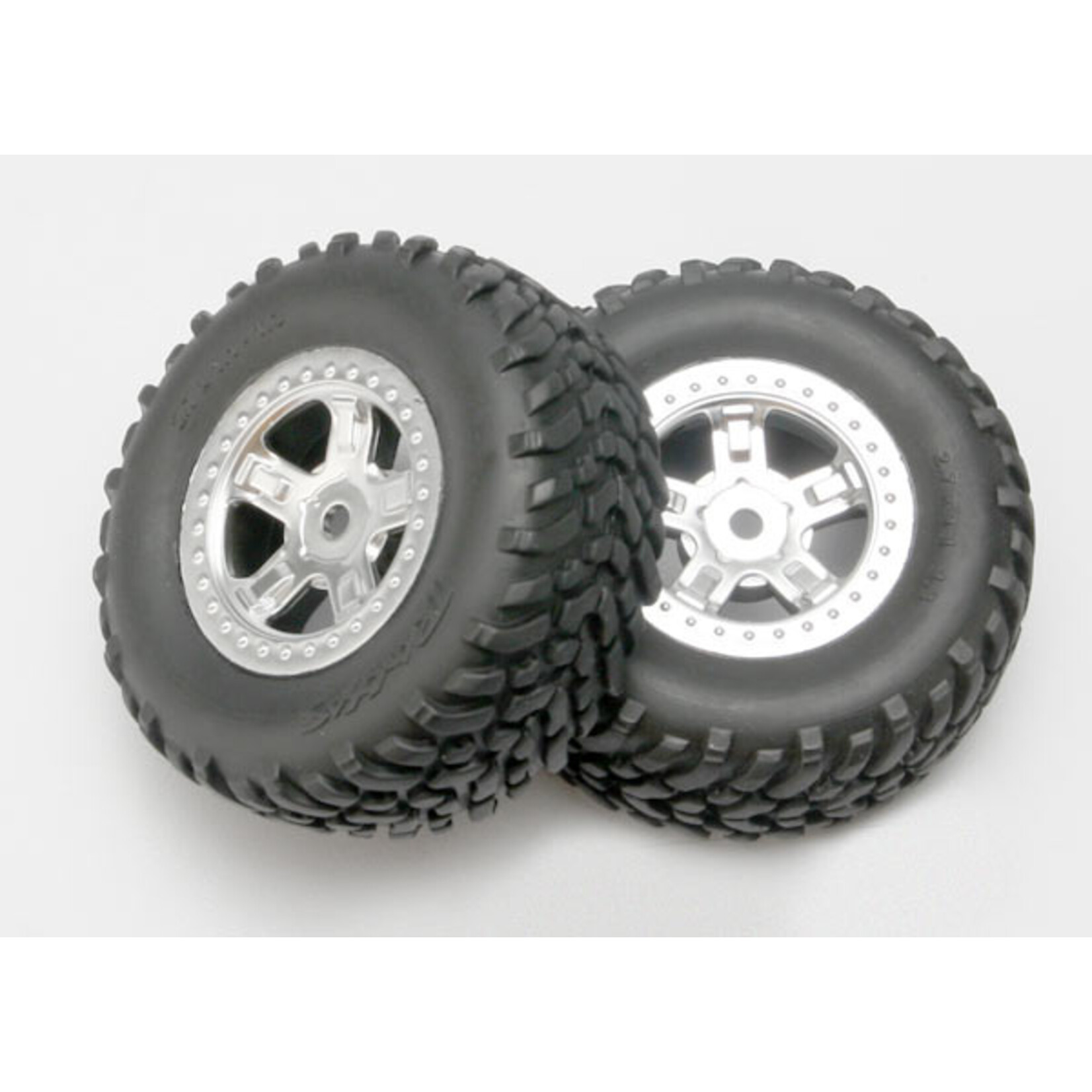 Traxxas 7073 - SCT Satin Chrome Wheels / SCT Off-road Racing Tires