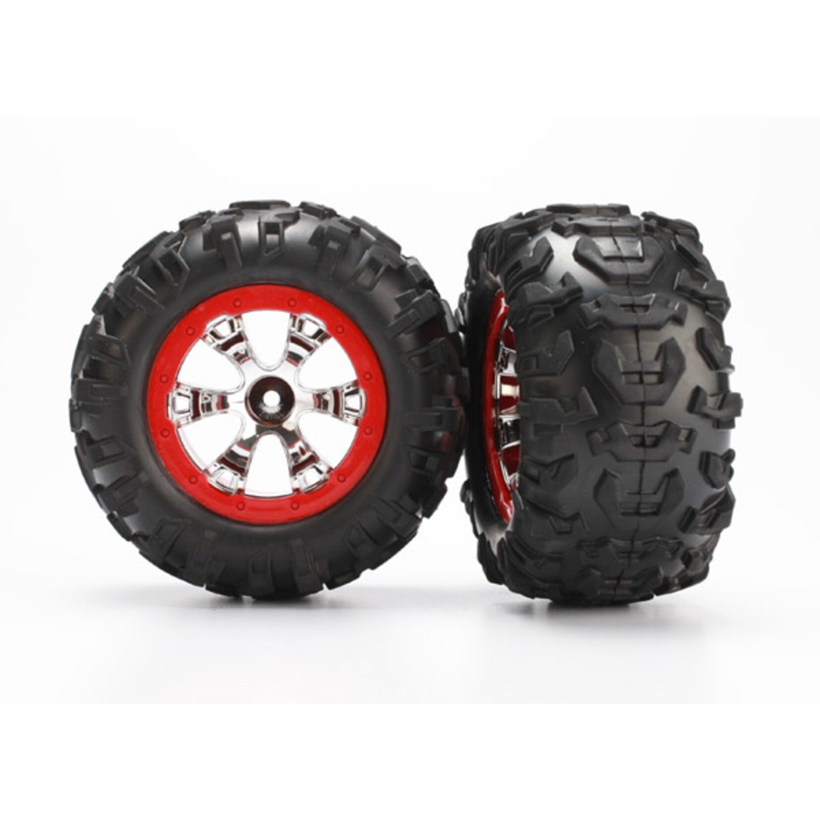 Traxxas 7272 - Geode Chrome Red Beadlock Wheels / Canyon AT Tires