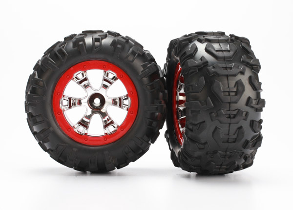 7272 - Geode Chrome Red Beadlock Wheels / Canyon AT Tires