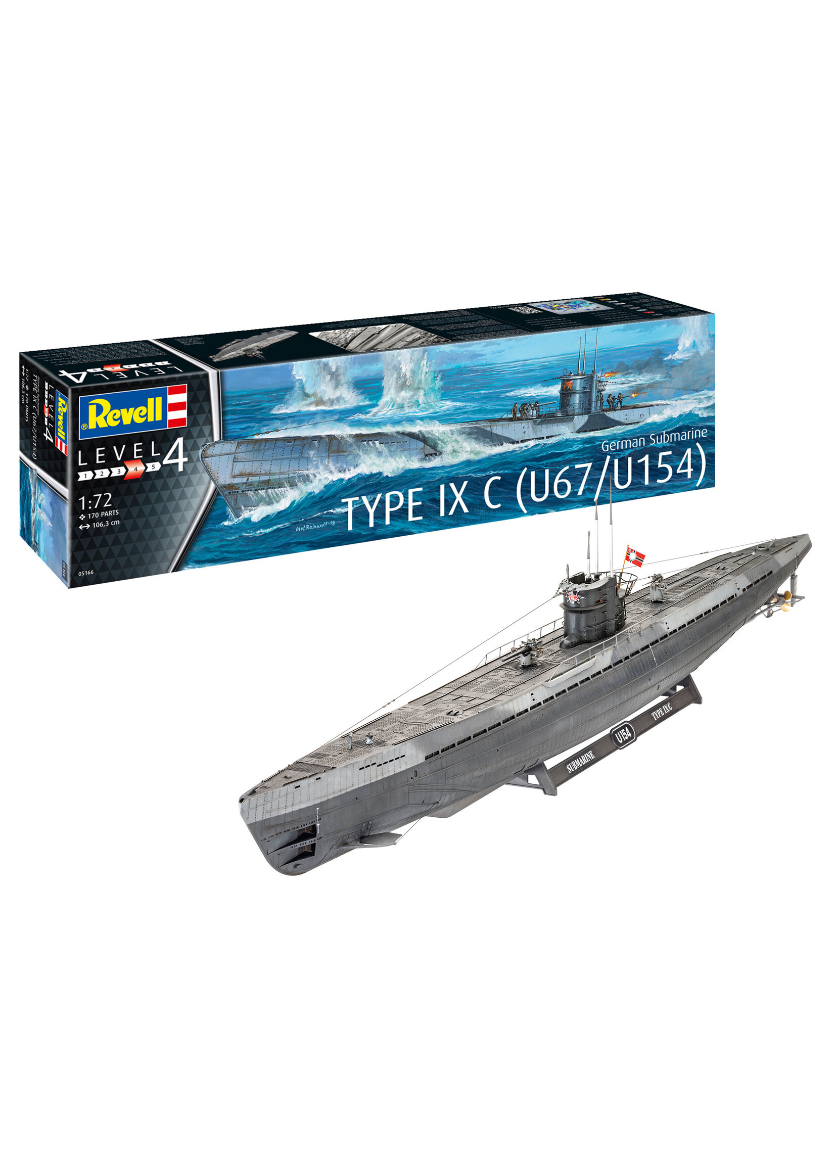 Revell of Germany 05166 - 1/72 German Submarine Type IX C U67/U