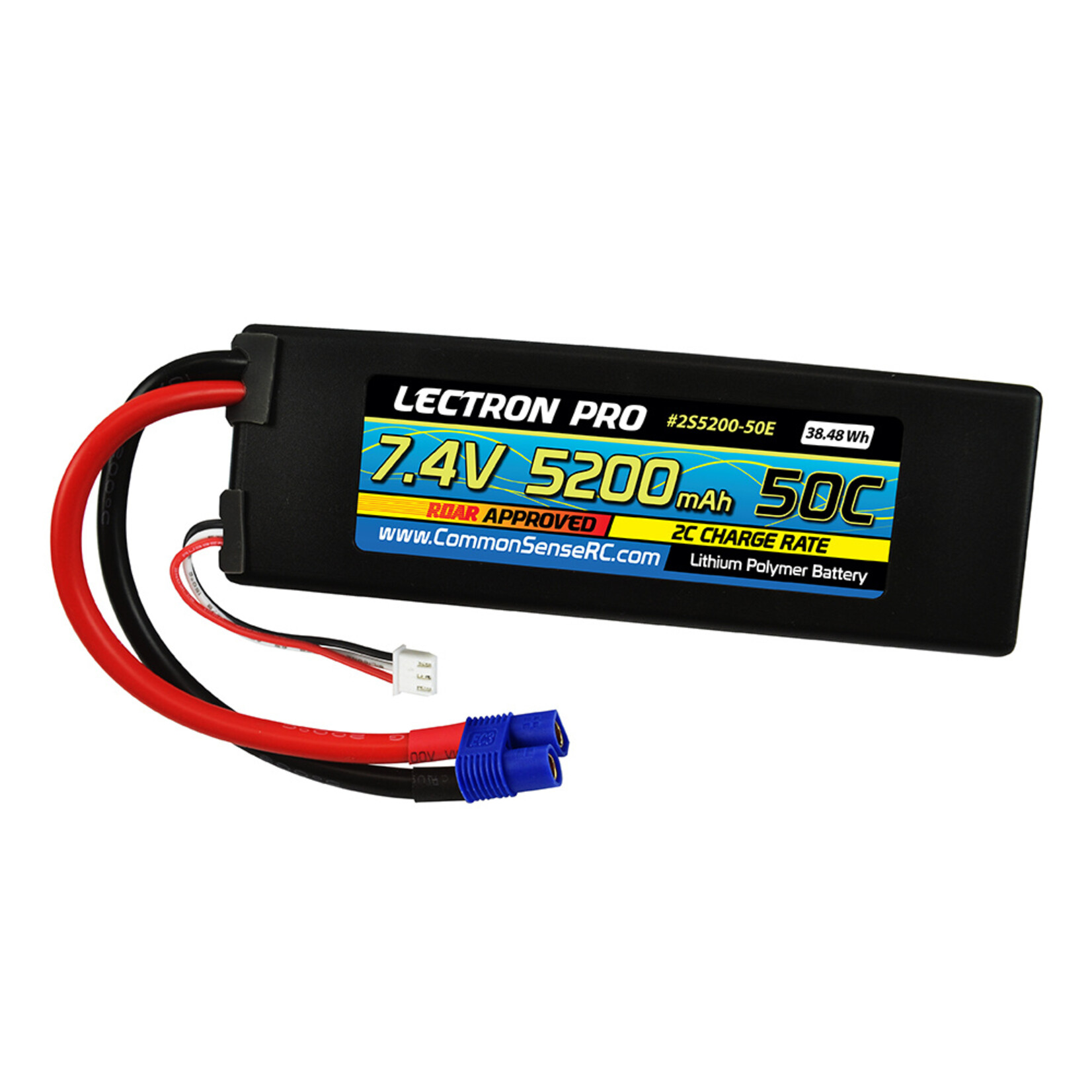 Common Sense RC 2S5200-50E - 7.4V 5200mAh 50C Lipo Battery with EC3 Connector