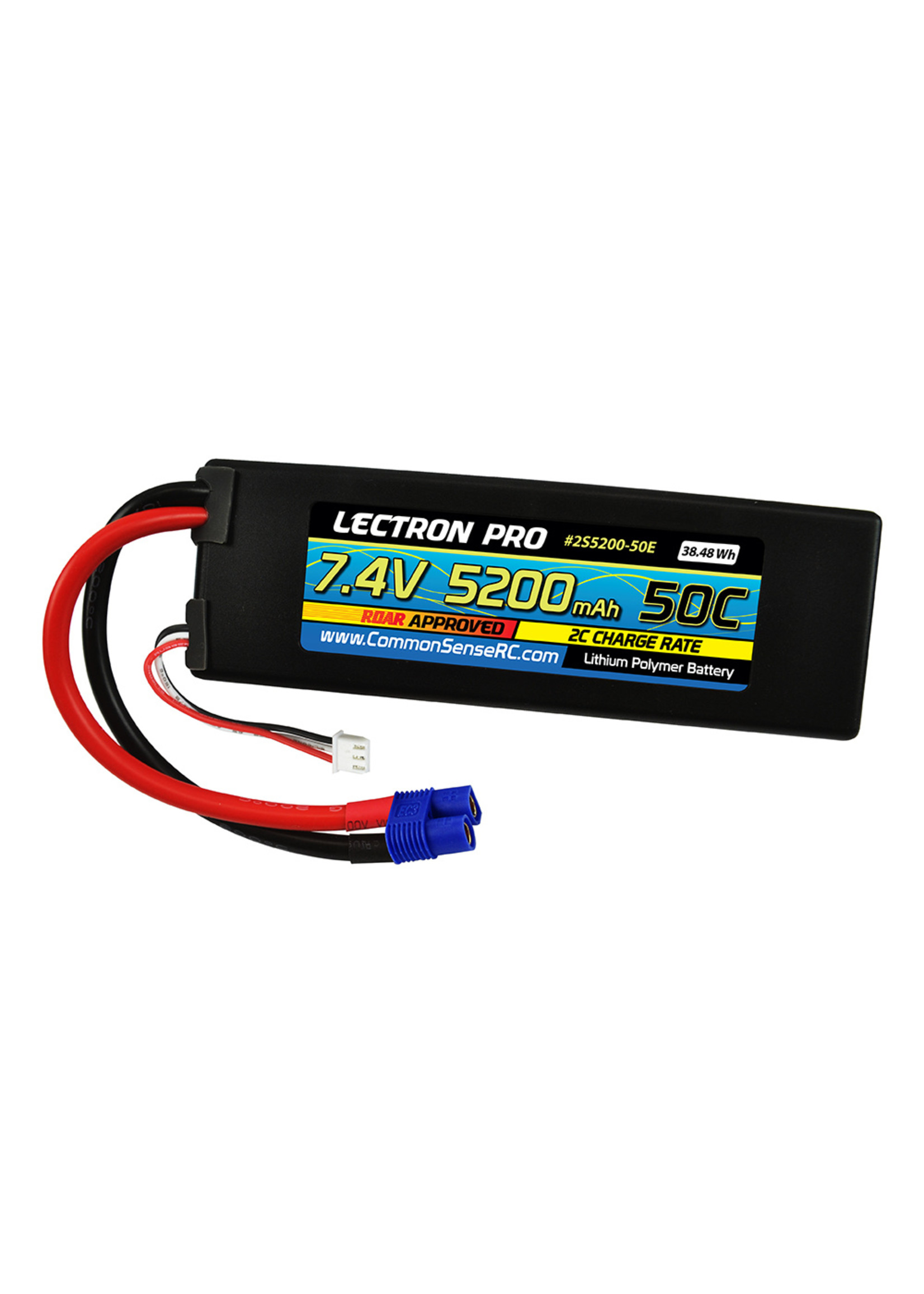 Common Sense RC 2S5200-50E - 7.4V 5200mAh 50C Lipo Battery with EC3 Connector