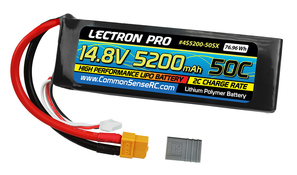 4S5200-50SX - 14.8V 5200mAh 50C Lipo Battery Soft Pack with XT60 Connector + CSRC Adapter