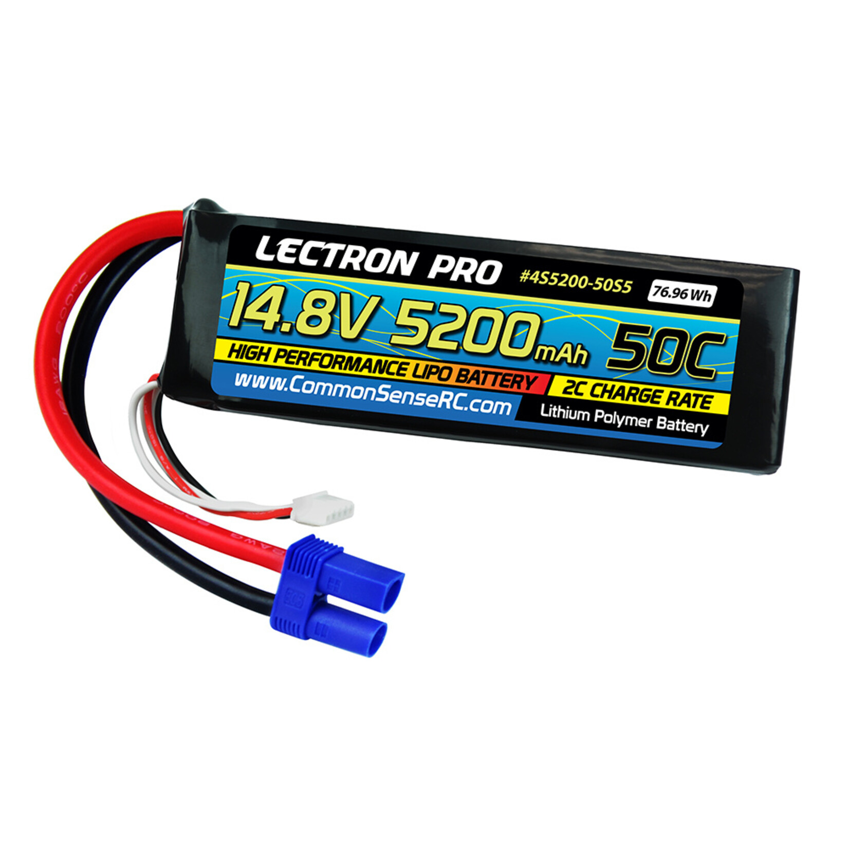 Common Sense RC 4S5200-50S5 - 14.8V 5200mAh 50C Lipo Battery Soft Pack with EC5 Connector