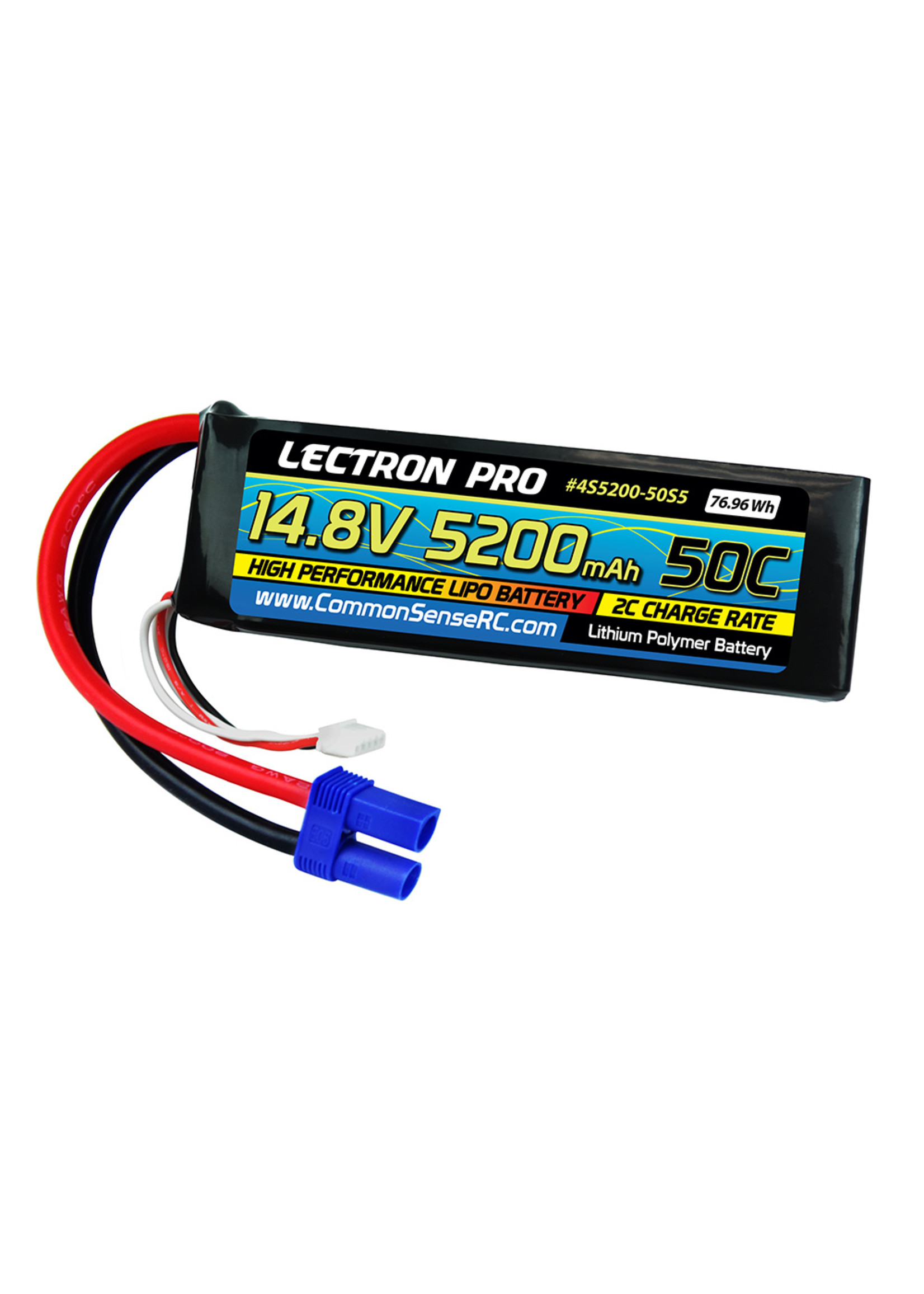 Common Sense RC 4S5200-50S5 - 14.8V 5200mAh 50C Lipo Battery Soft Pack with EC5 Connector