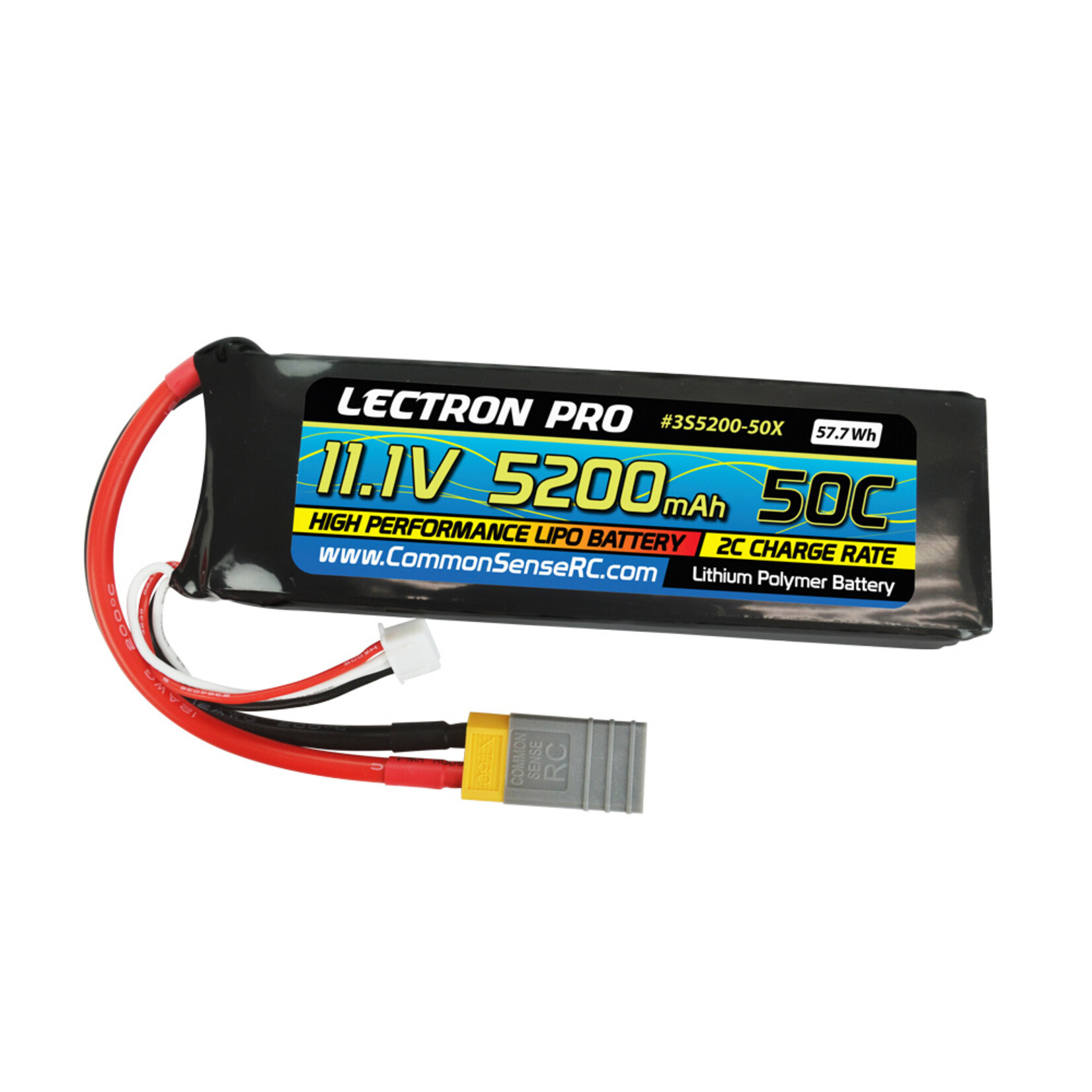 Common Sense RC 3S5200-50X - 11.1V 5200mAh 50C Lipo Battery with XT60 Connector + CSRC adapter