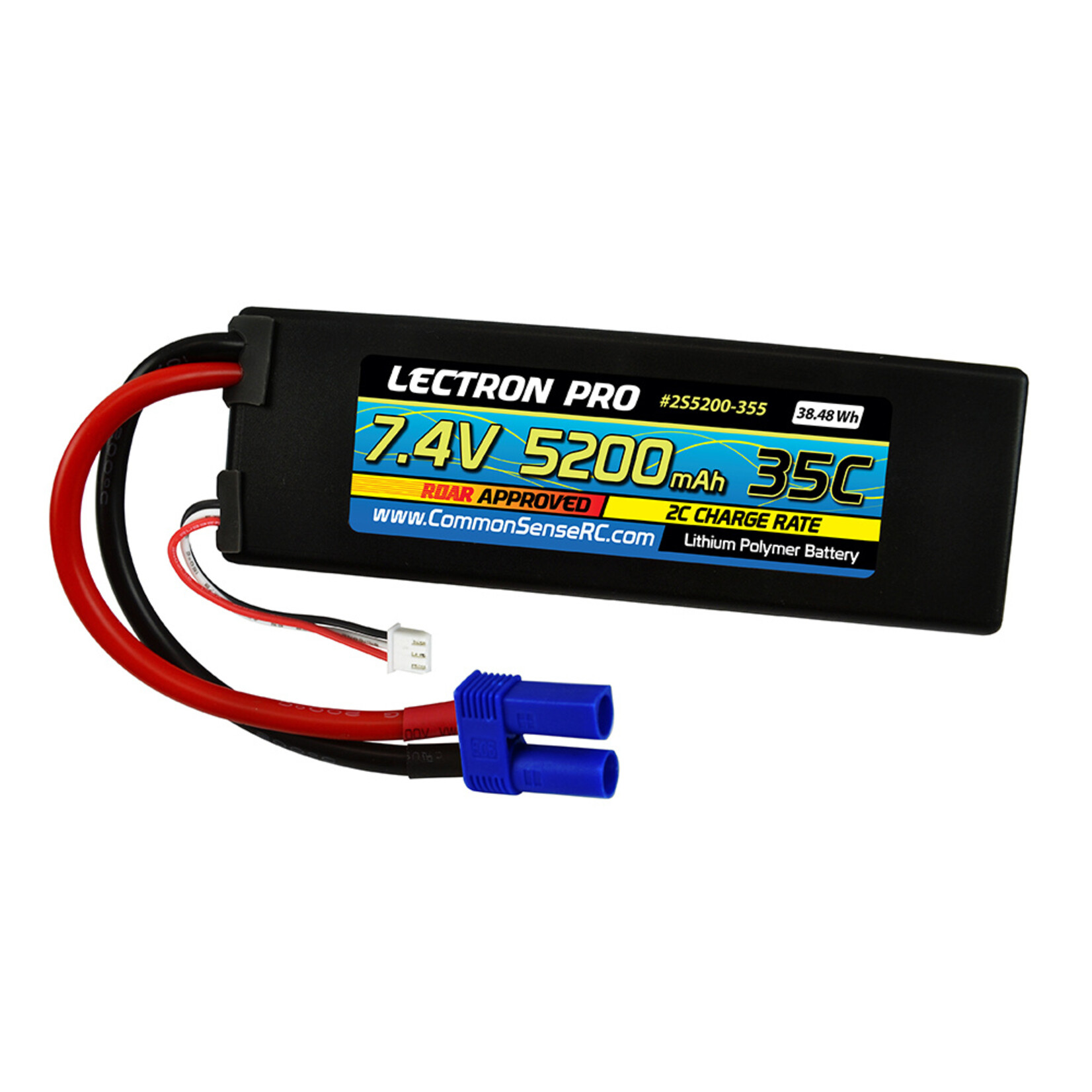 Common Sense RC 2S5200-355 - 7.4V 5200mAh 35C Lipo Battery with EC5 Connector