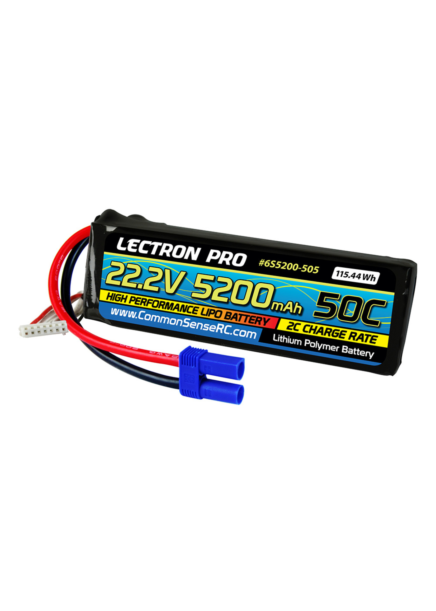 Common Sense RC 6S5200-505 - 22.2V 5200mAh 50C Lipo Battery with EC5 Connector
