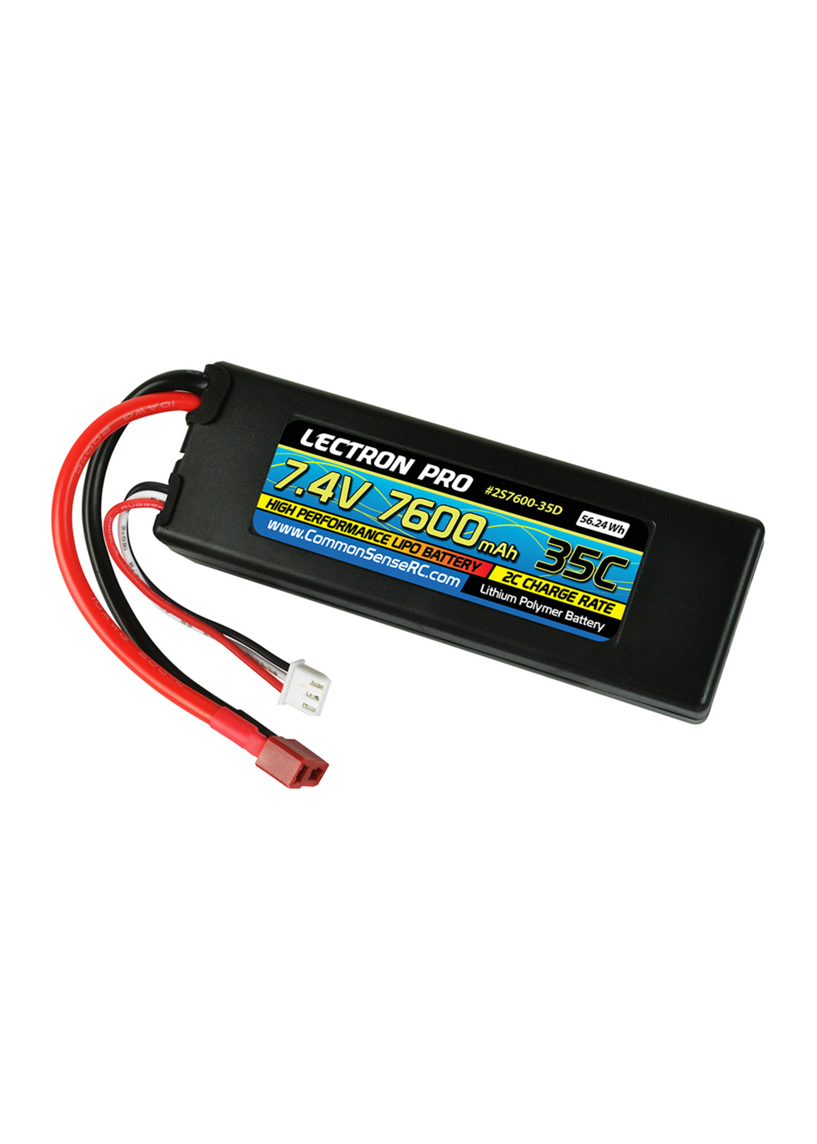 Common Sense RC 2S7600-35D - 7.4V 7600mAh 35C Lipo Battery with Deans-Type Connector