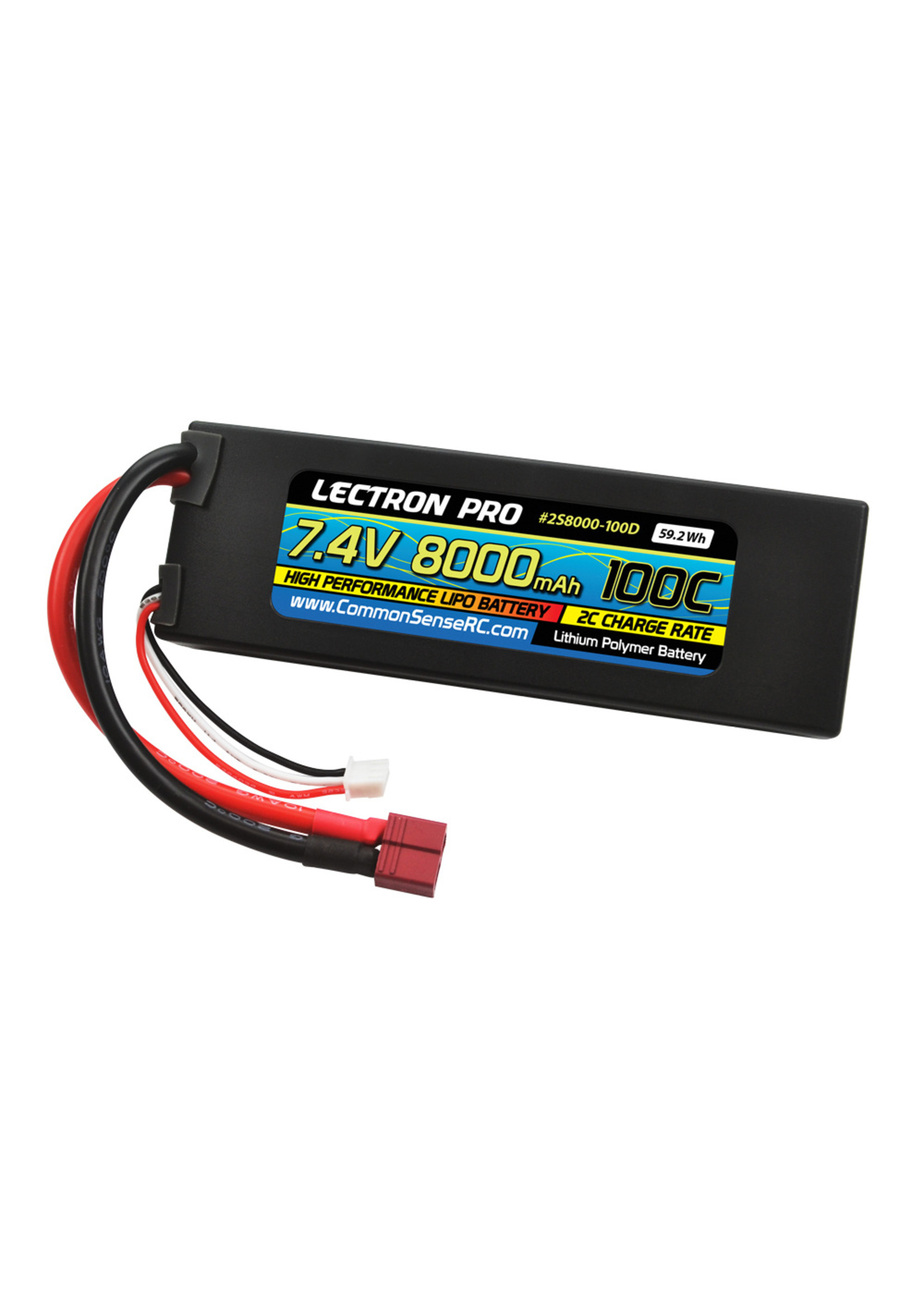 Common Sense RC 2S8000-100D - 7.4V 8000mAh 100C Lipo Battery with Deans-Type Connector