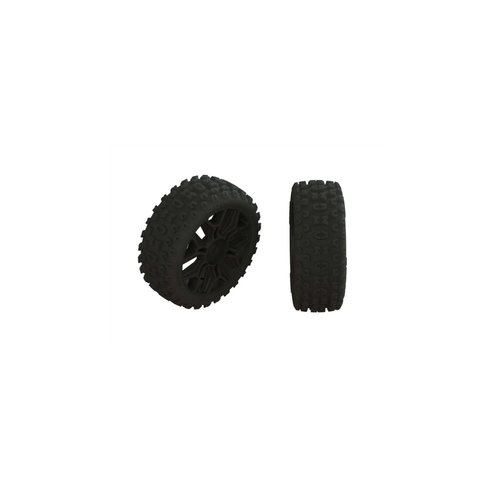 Arrma AR550057 - 1/8 2HO Front/Rear 3.3 Pre-Mounted Tires, 17mm Hex - Black