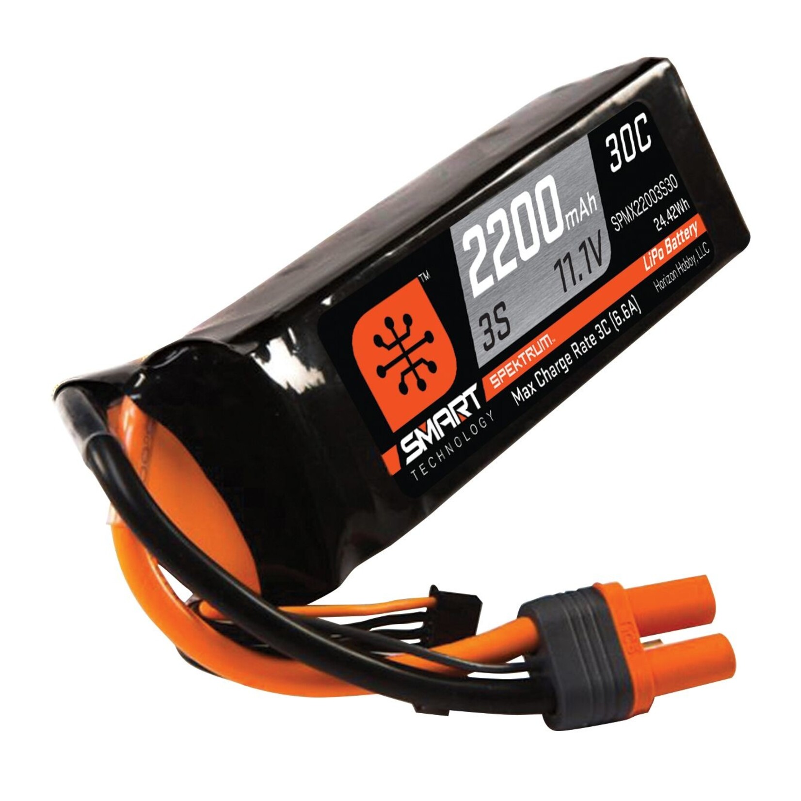 Spektrum SPMX22003S30 - 11.1V 2200mAh 3S 30C Smart LiPo Battery: IC3