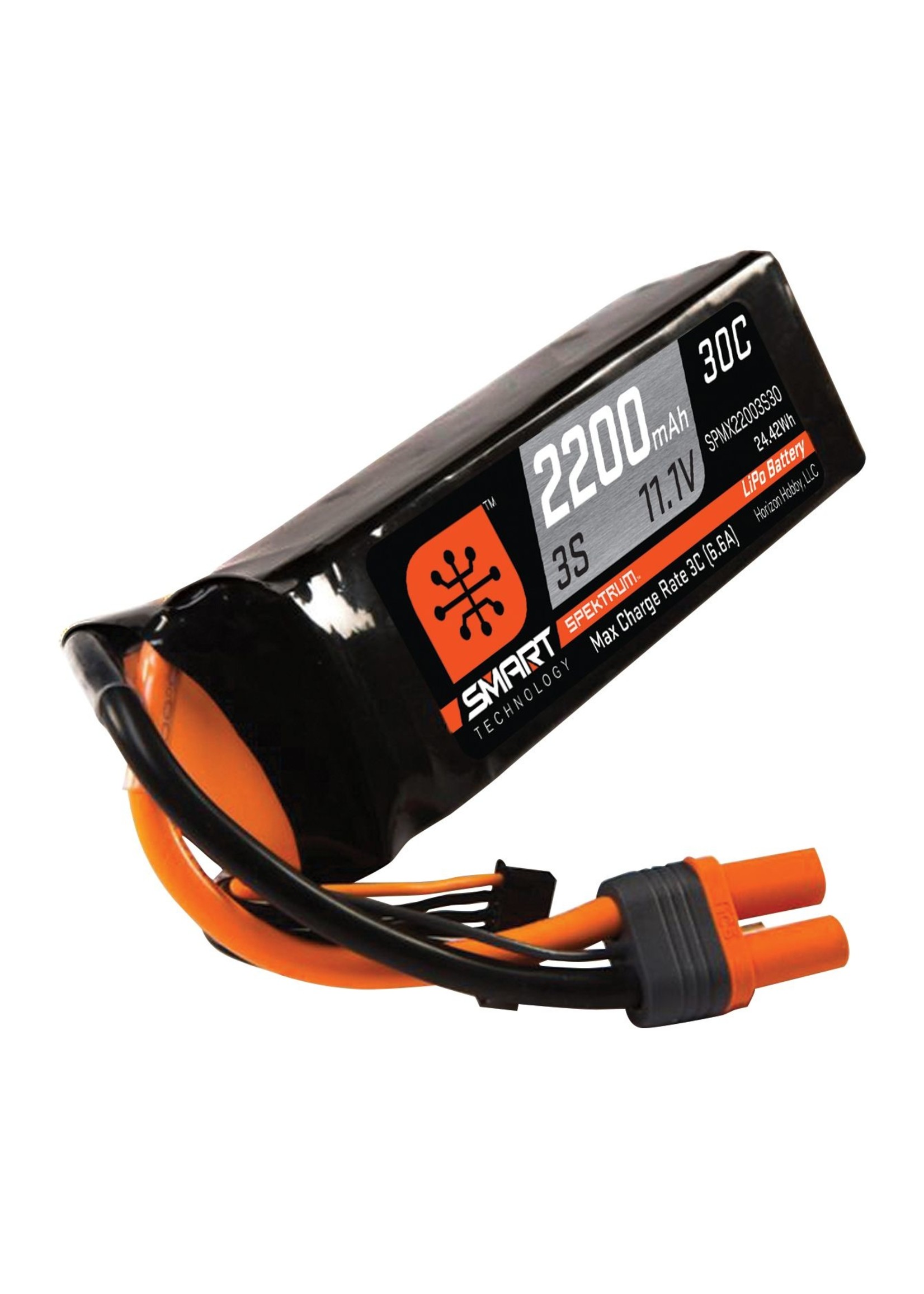 Spektrum SPMX22003S30 - 11.1V 2200mAh 3S 30C Smart LiPo Battery: IC3