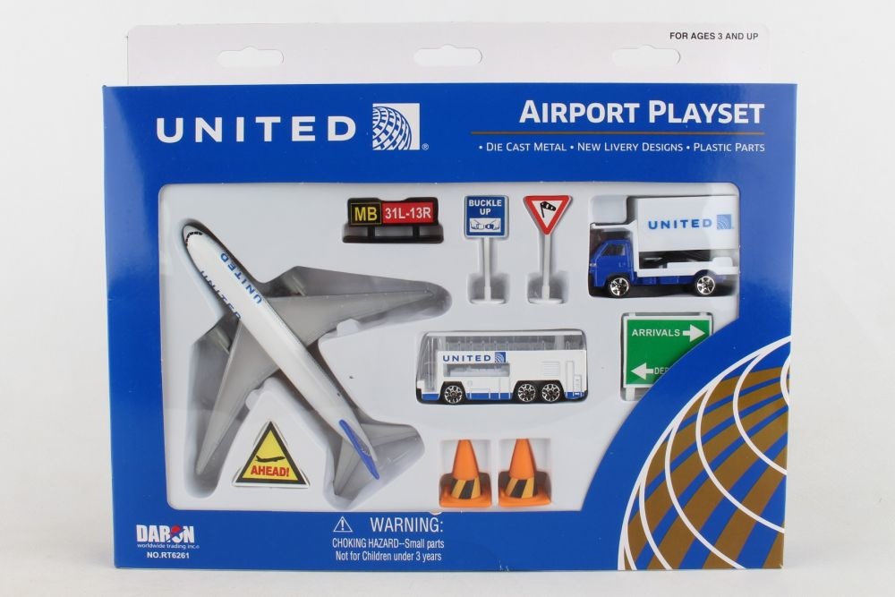 Daron United Airlines Die Cast Metal Airport Play Set 