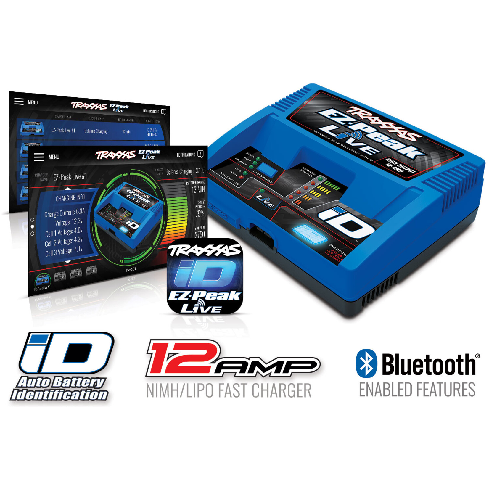 Traxxas 2971 - EZ-Peak Live 12-amp NiMH/LiPo Fast Charger with iD®