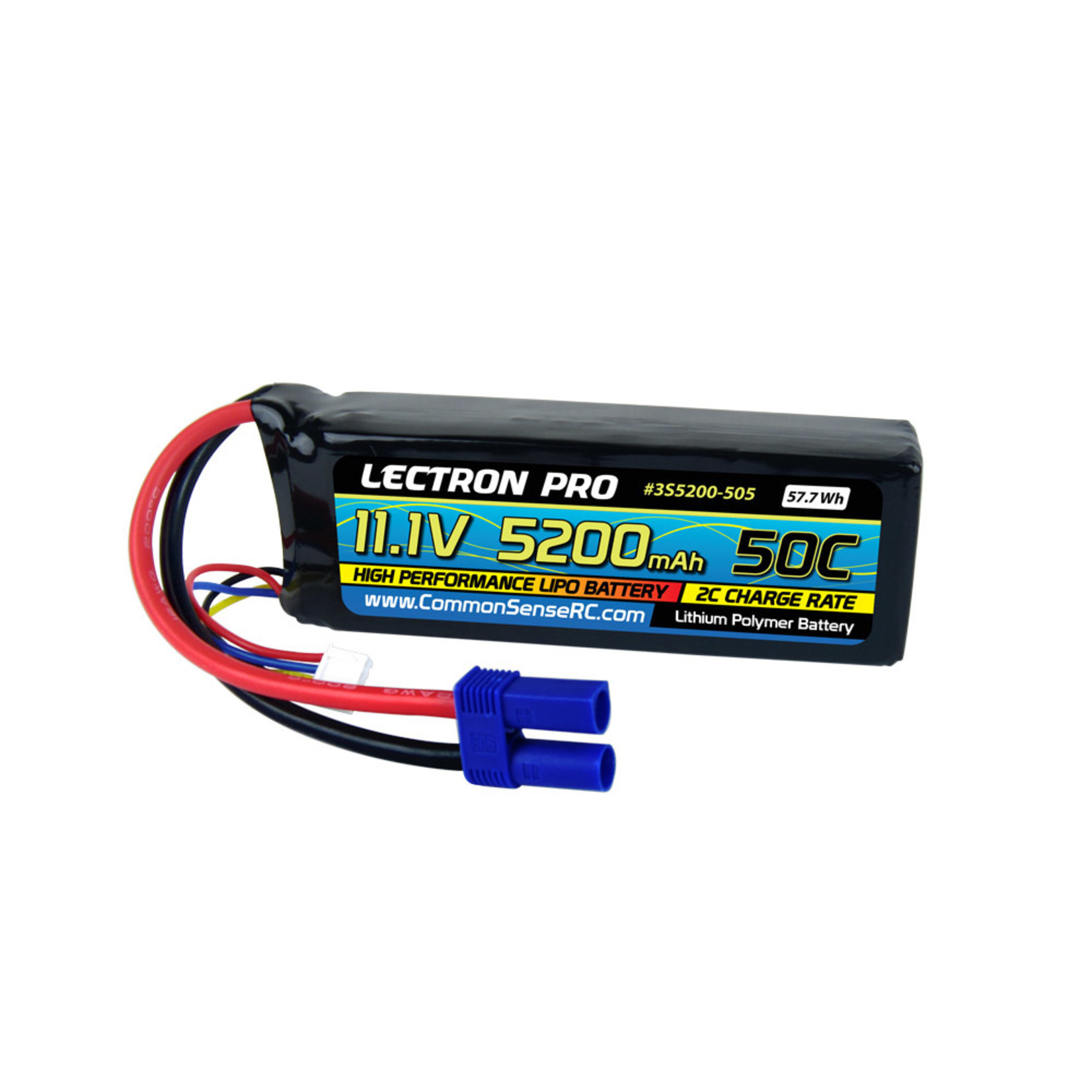 Common Sense RC 3S5200-505 - 11.1V 5200mAh 50C Lipo Battery with EC5 Connector