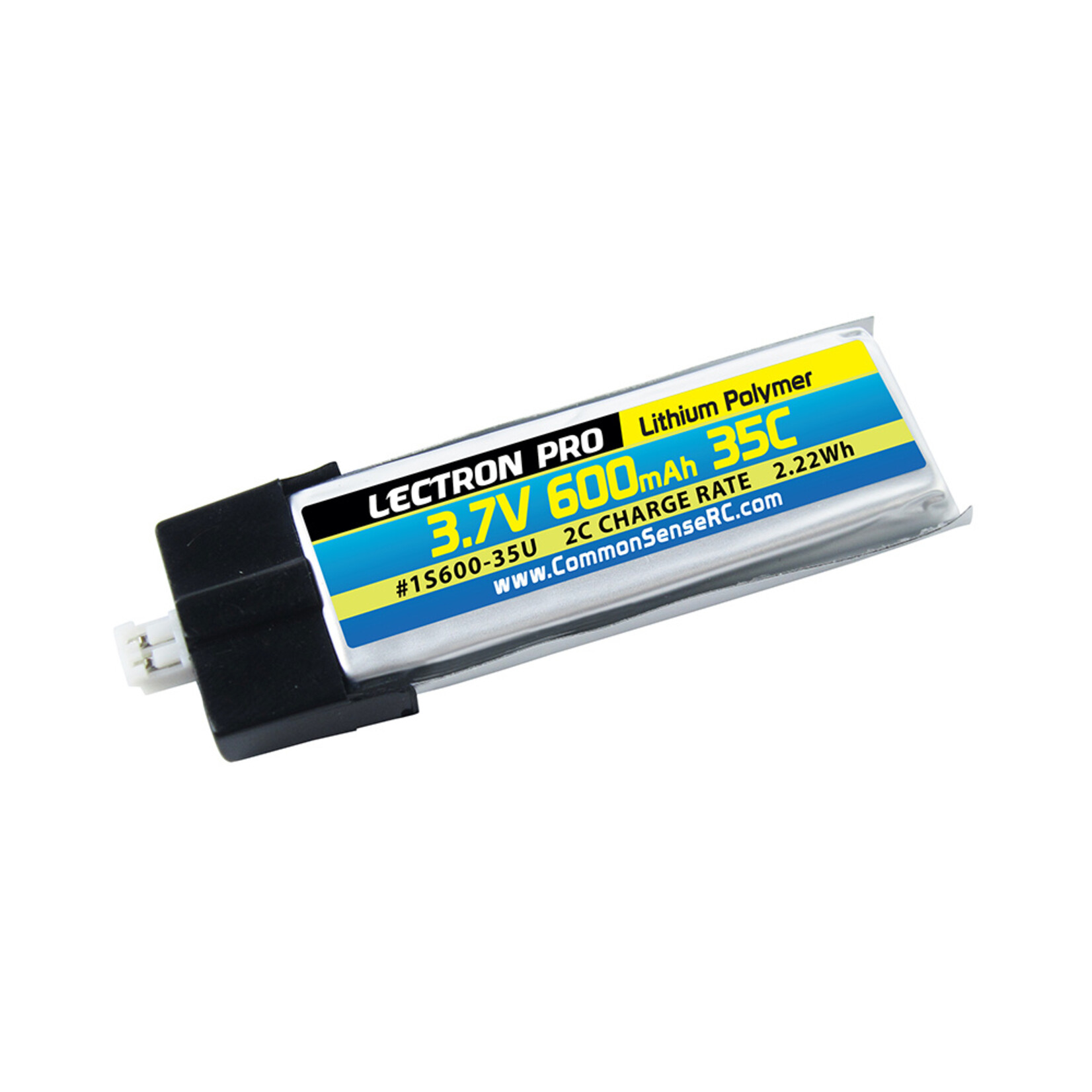 Common Sense RC 1S600-35U - 3.7V 600mAh 35C Lipo Battery with UMX Connector