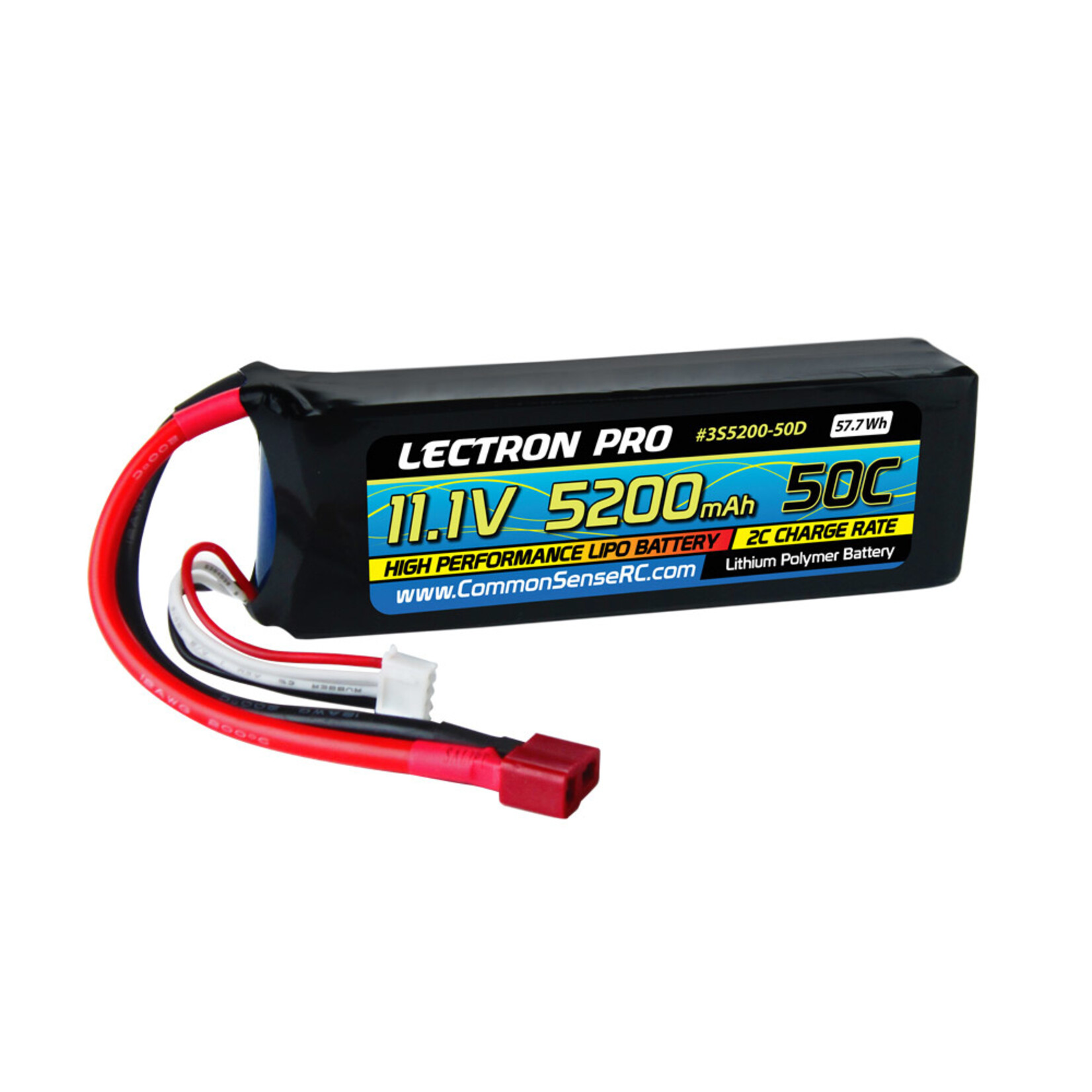 Common Sense RC 3S5200-50D - 11.1V 5200mAh 50C Lipo Battery with Deans-Type Connector