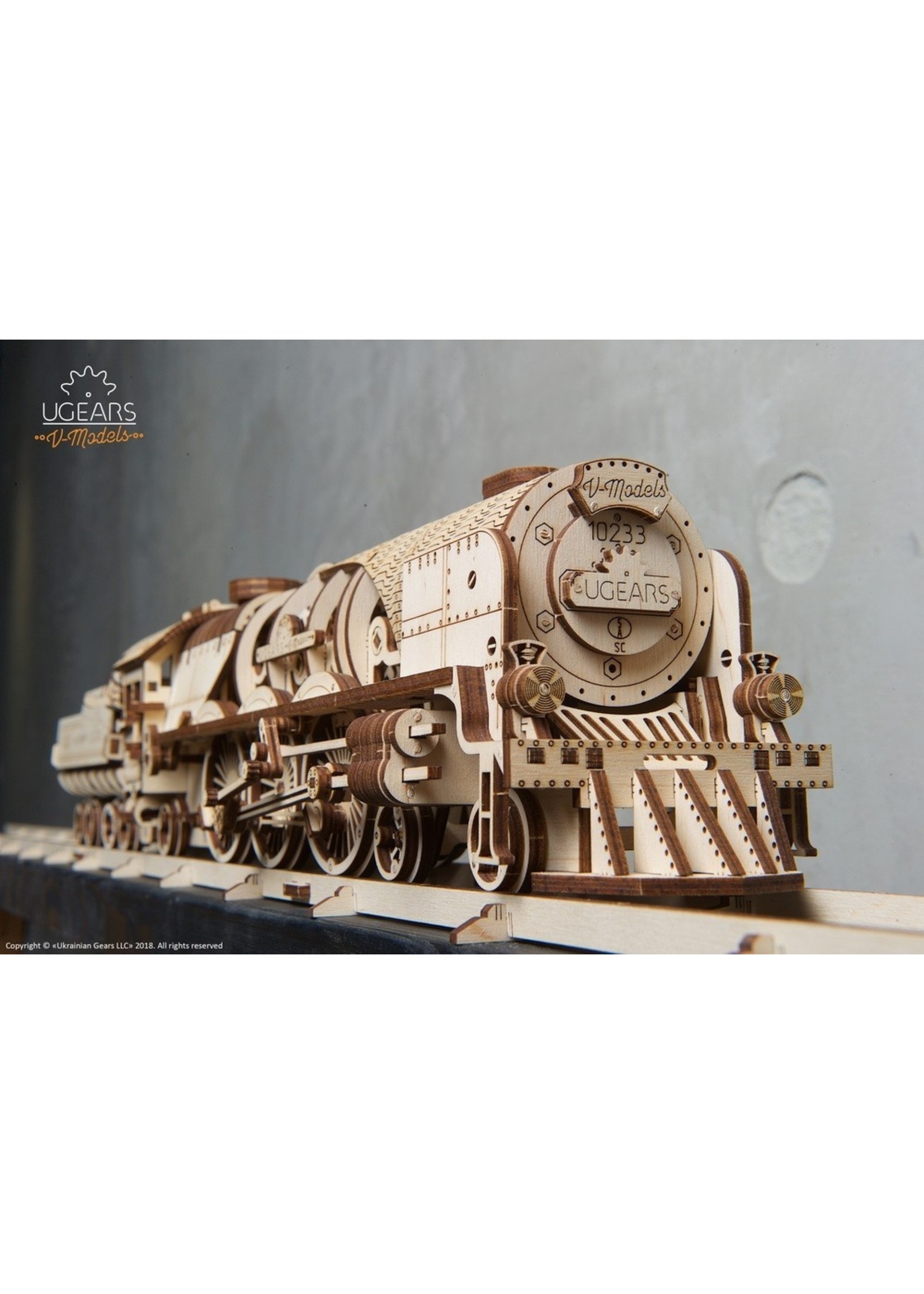 Ugears Mechanical Model  V-Express Steam Train with Tender wooden  construction kit