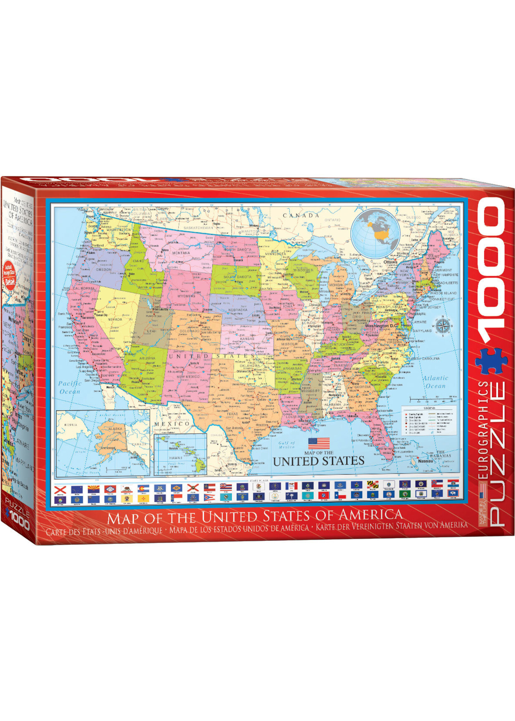 Eurographics Map of the United States - 1000 Piece Puzzle
