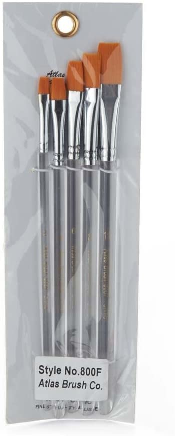 AB 800F - Pro Golden Taklon Flat 5 Piece Brush Set